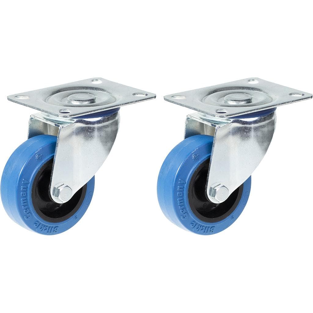 80mm 3 sininen kumi pyörivä kääntöpyörä vahva 280kg kapasiteetti, 2 kpl:n sarja – Parnells