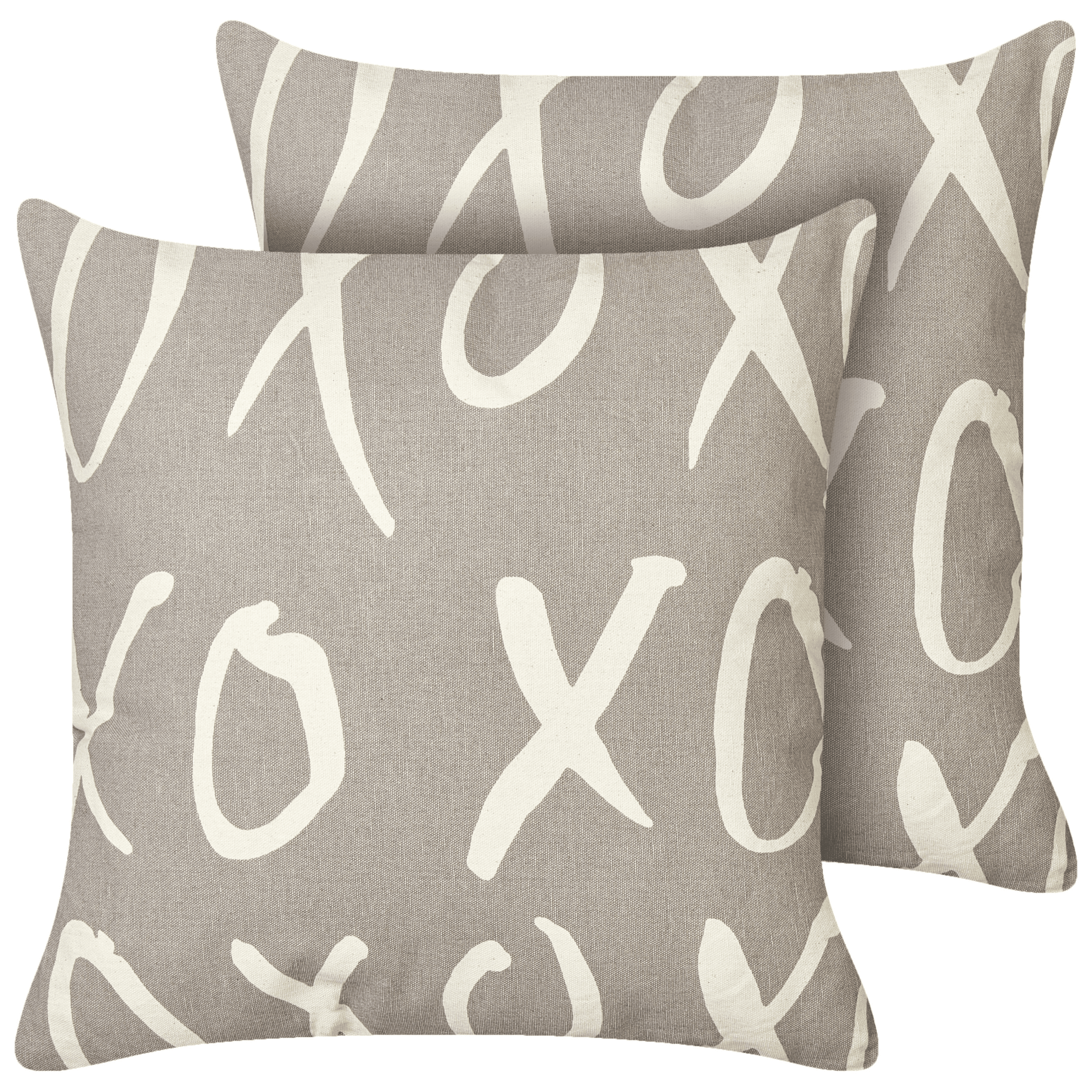 Koristetyynysetti 2 kpl TELOPEA puuvilla 45 x 45 cm Harmaa Teksti – Beliani