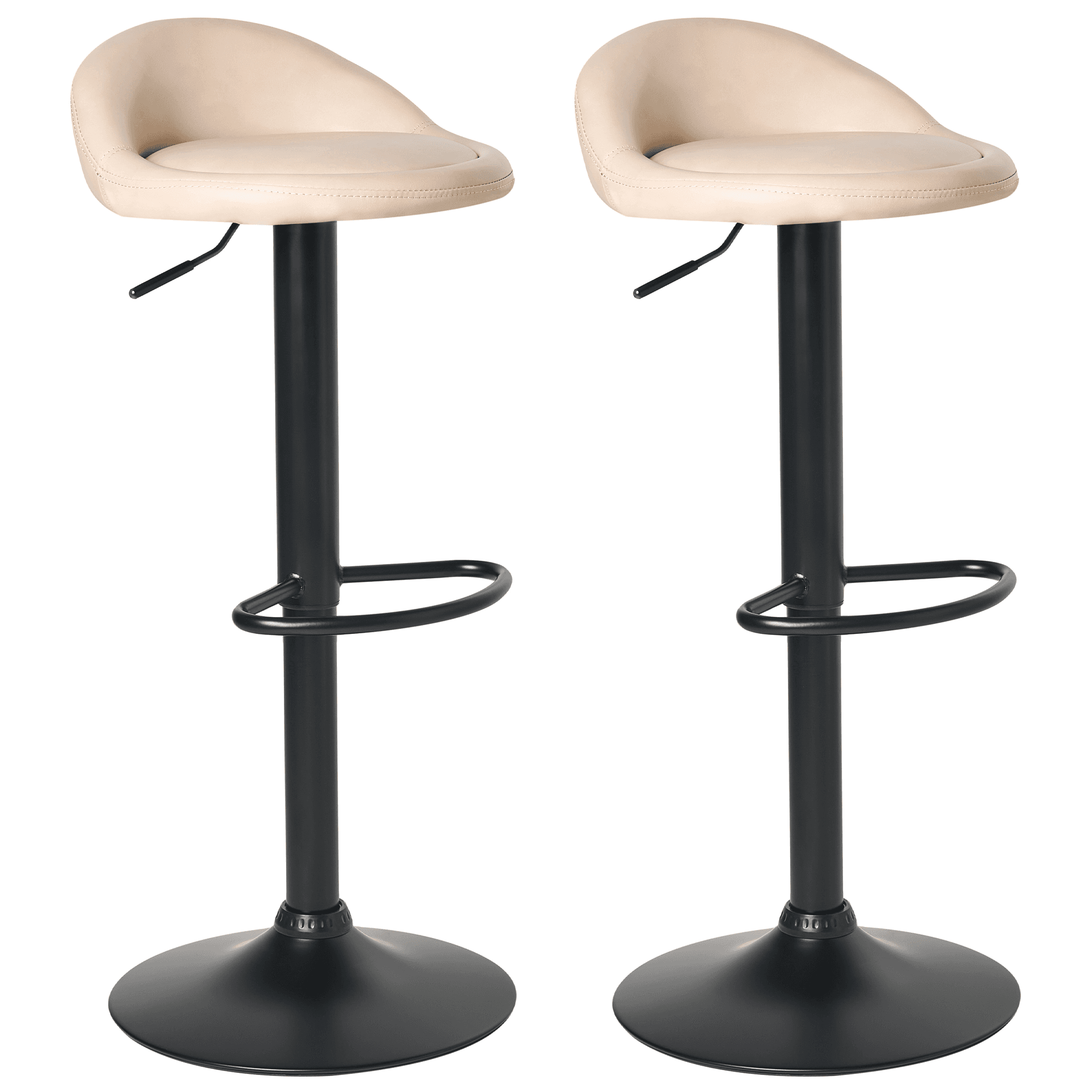 Baarijakkarasetti 2 kpl MEEDER keinonahka pyörivä Vaaleanbeige – Beliani