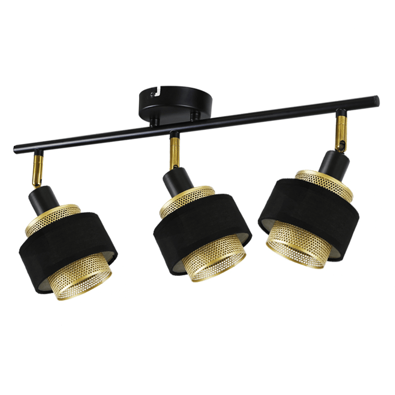 NETTLIFE 3- lamppuinen kattovalaisin E14 musta vintage - tyylinen retroliekki makuuhuoneeseen kultainen metalli säädettävä teollisuustyyli – Nettlife
