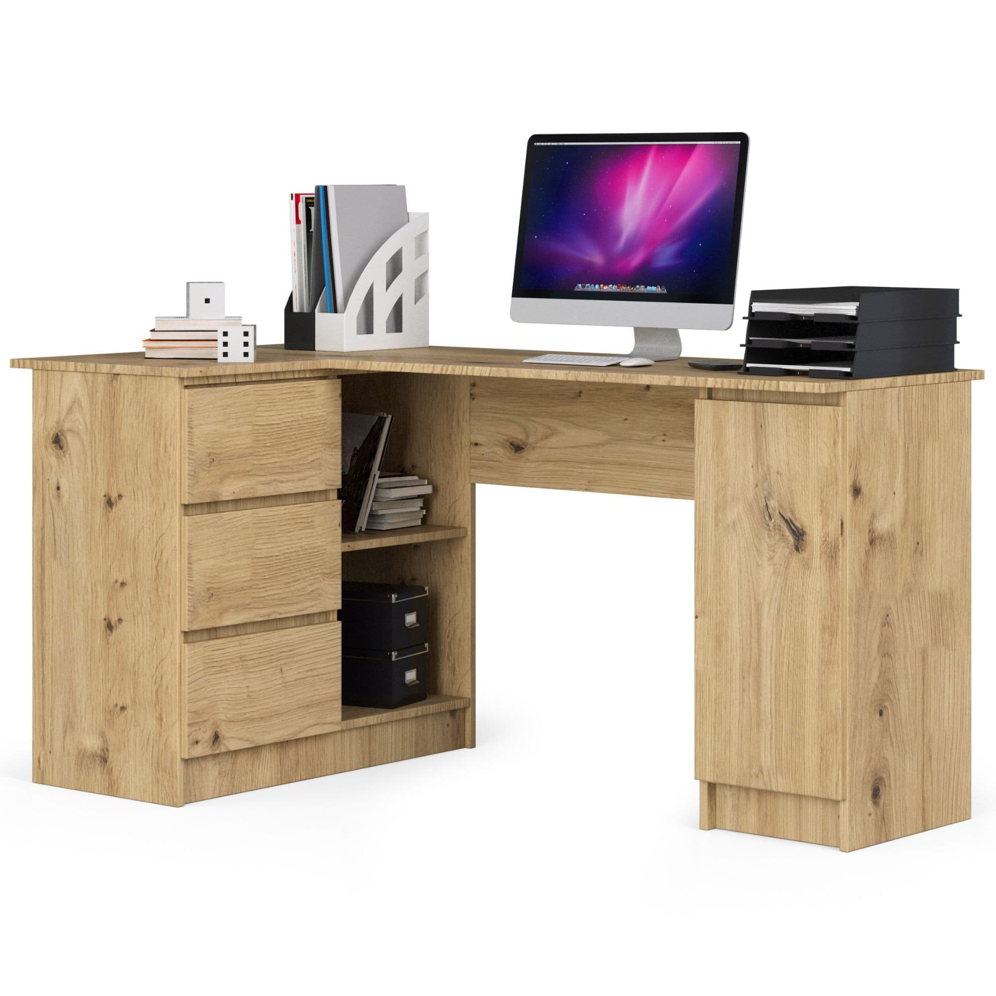 Akord Kulmapöytä Vasen 3 Laatikkoa ja 1 Kaappi Artisan-tammi 155x85x77