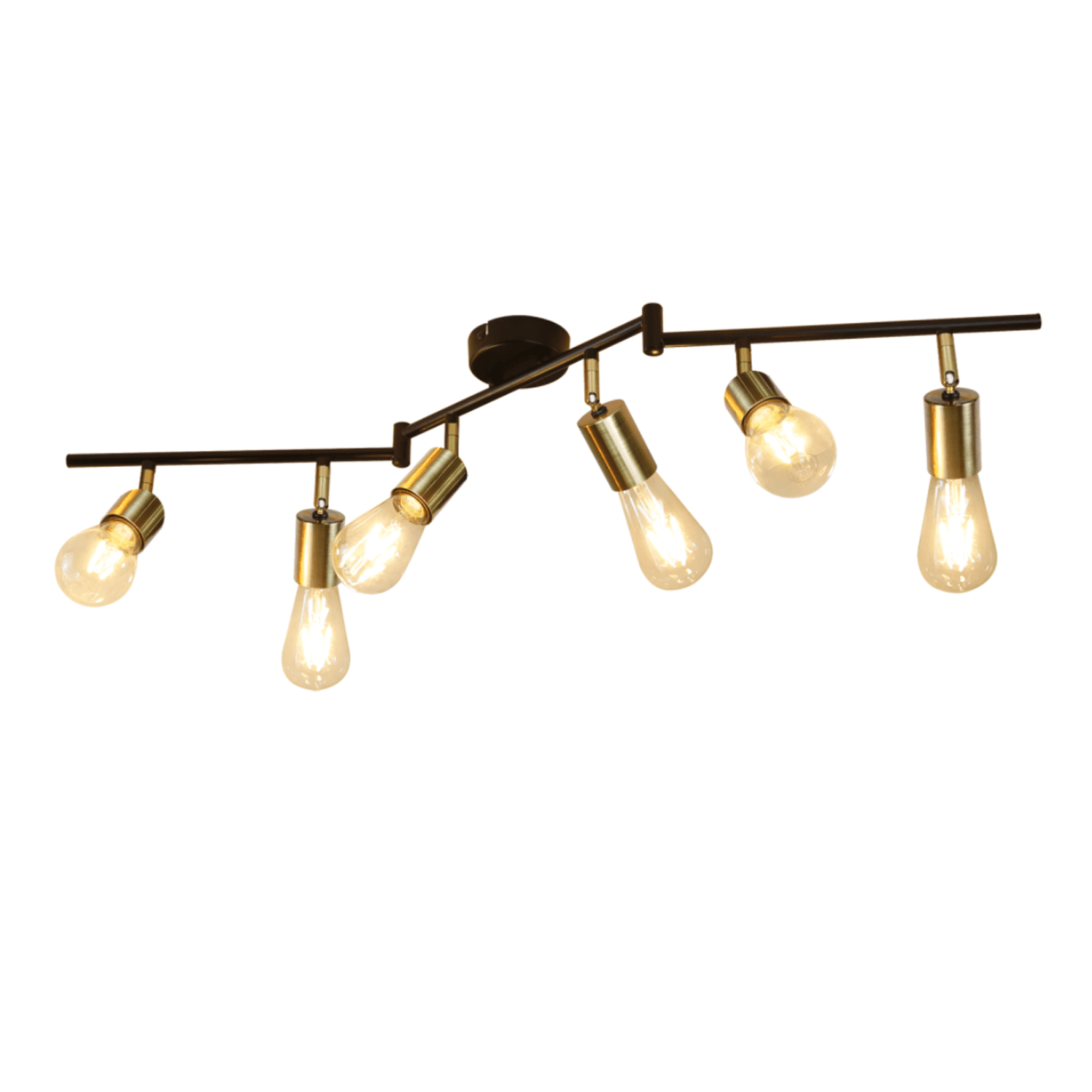 NETTLIFE 6- lamppuinen kattokohdevalaisin E27 retro vintage kultainen metallinen kääntyvä kattovalaisin makuuhuoneeseen 25 W (polttimot eivät sisälly) – Nettlife