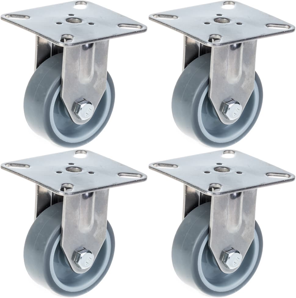 50mm 2 ruostumattomasta teräksestä valmistettu harmaa kumirosteri, kiinteä, 160kg, 4 kpl:n setti – Parnells