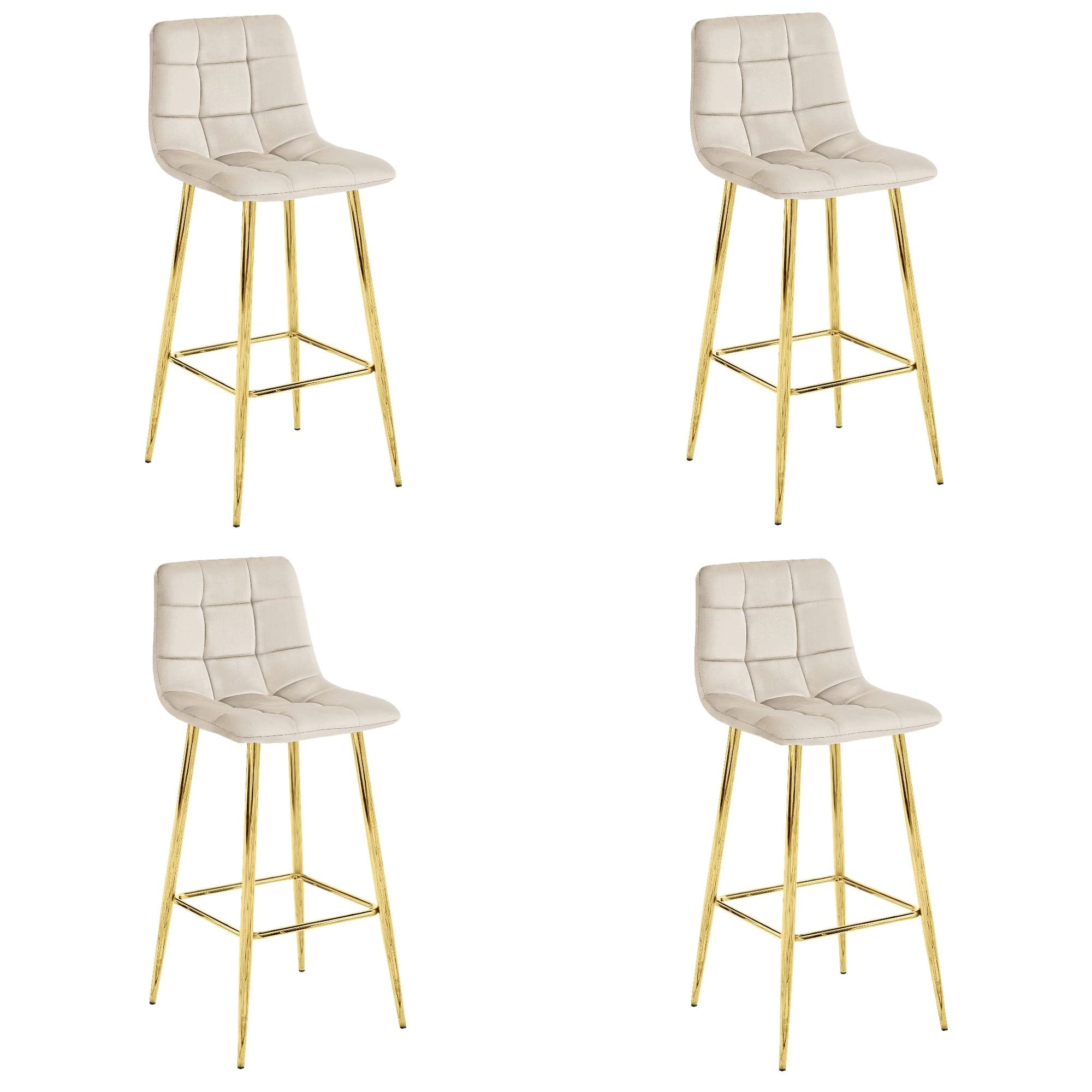 ARCETO jakkara - beige sametti / KULTAISET jalat x 4 – INNE