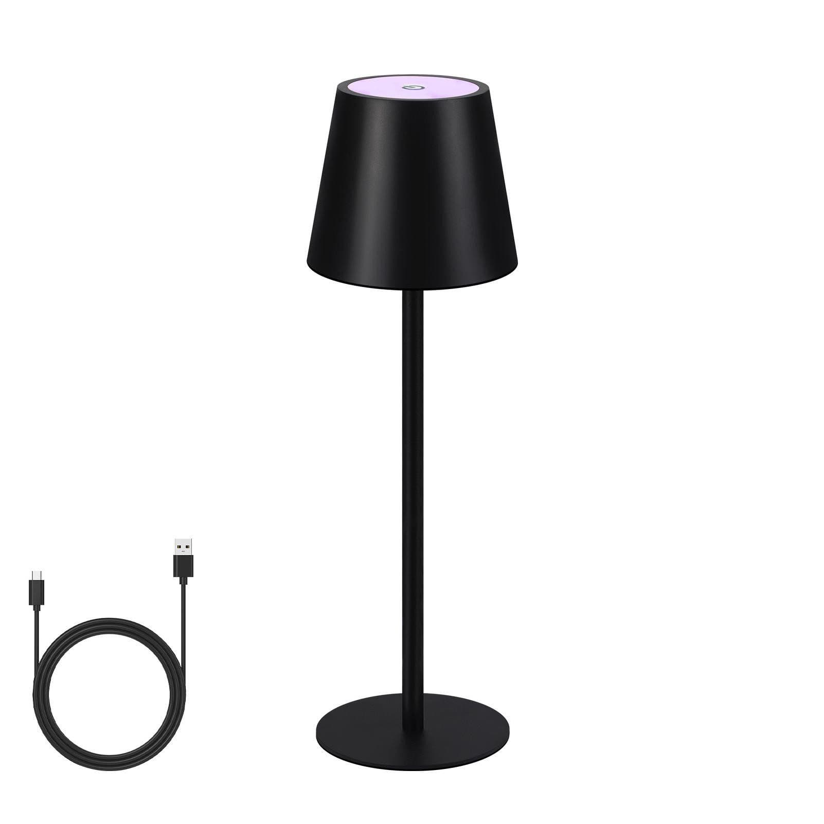 Nettlife Langaton Yöpöytävalaisin, RGB LED 2600m Ah, Ladattava Ulkopöytävalaisin, Kosketus, Himmennettävä, Musta, TYPE - C/USB