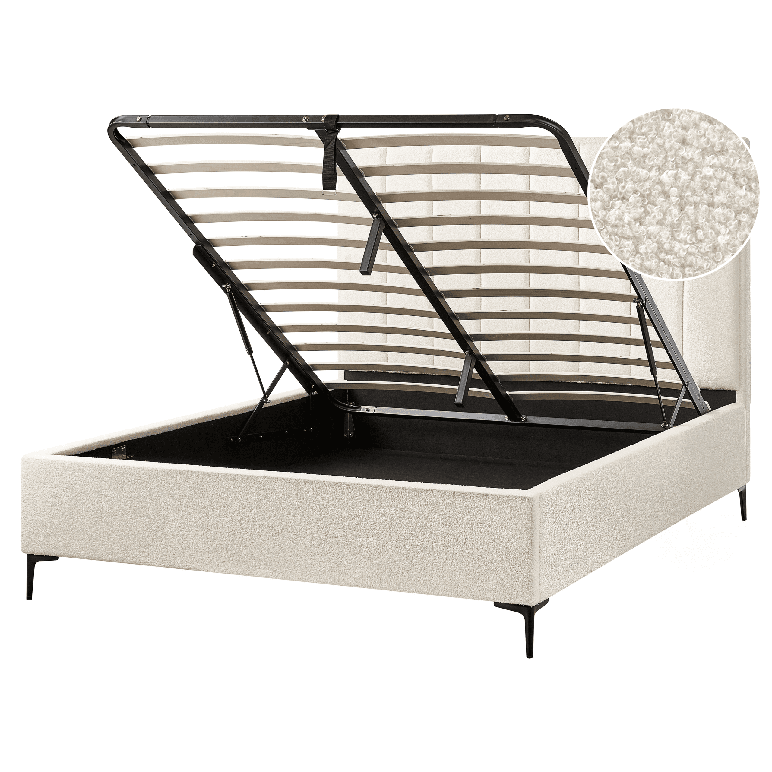 Sänky säilytystilalla buklee SEZANNE 160 x 200 cm Luonnonvalkoinen