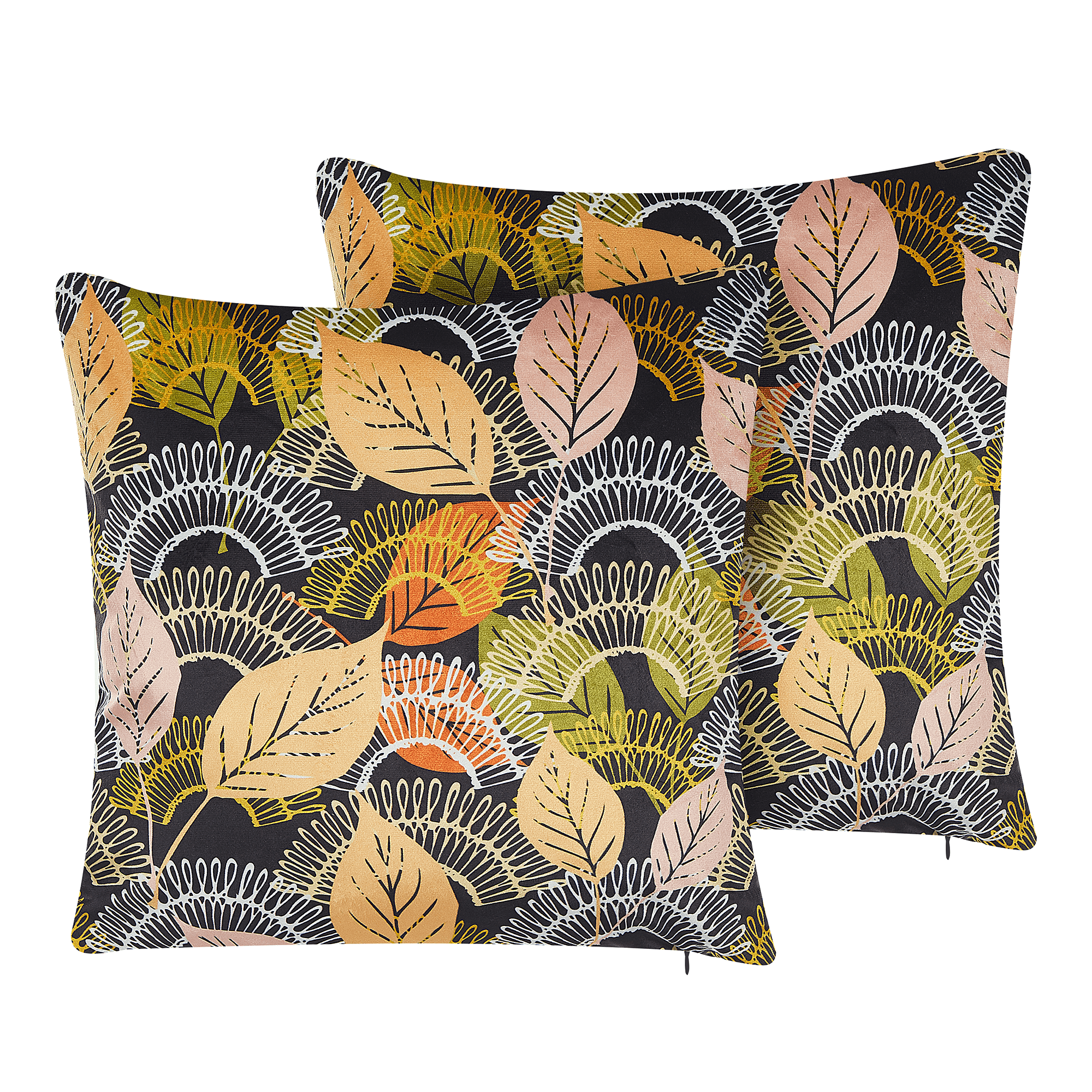 Koristetyynysetti 2 kpl LAGURUS sametti 45 x 45 cm Monivärinen Kasvikuvio