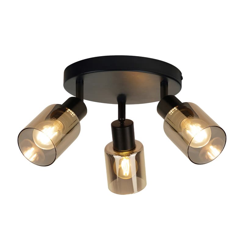 NETTLIFE - kattovalaisin, kohdevalo, 3 liekkiä, musta, teollinen, E14, olohuoneen kattovalaisin
