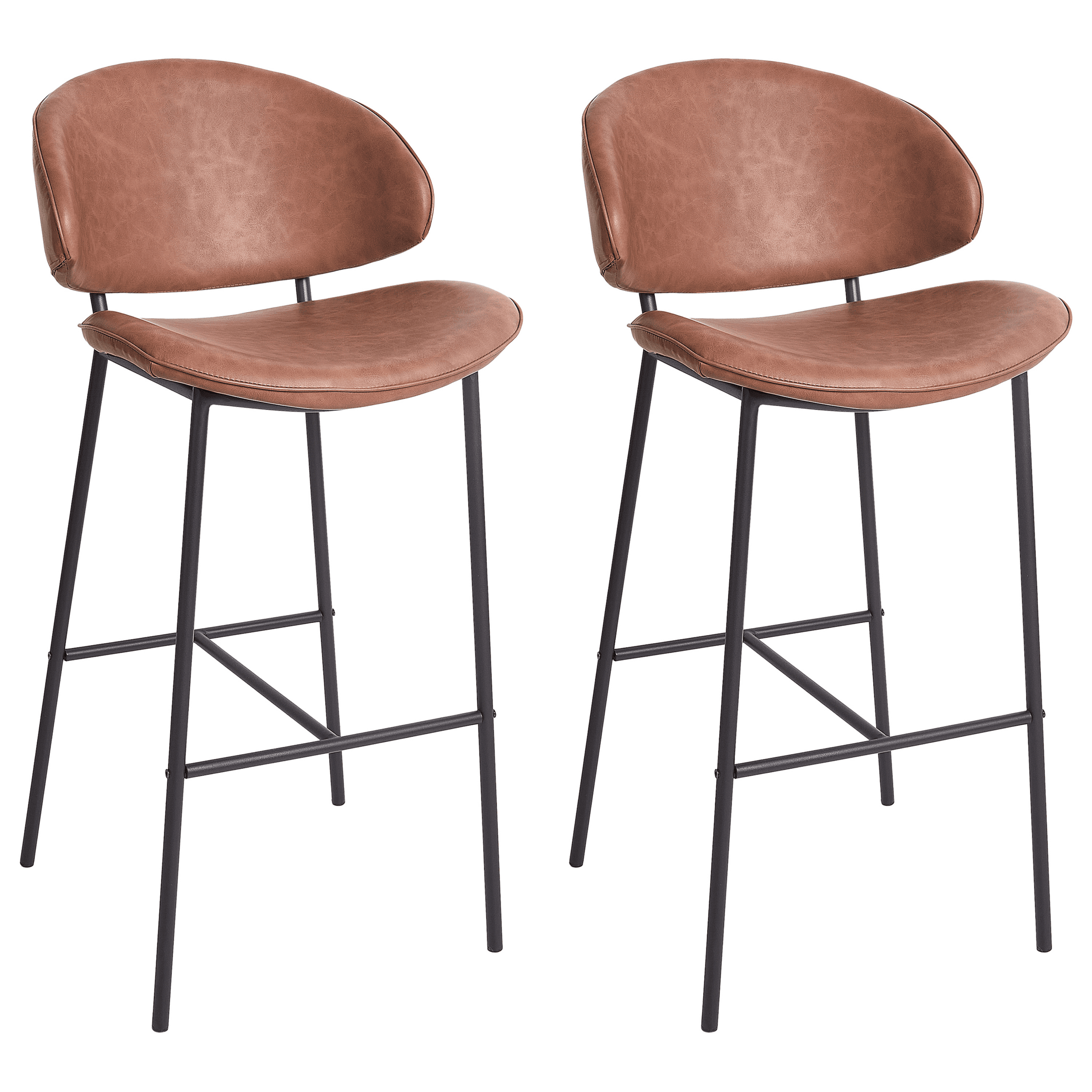 Baarituolisetti 2 kpl KIANA keinonahka Ruskea – Beliani