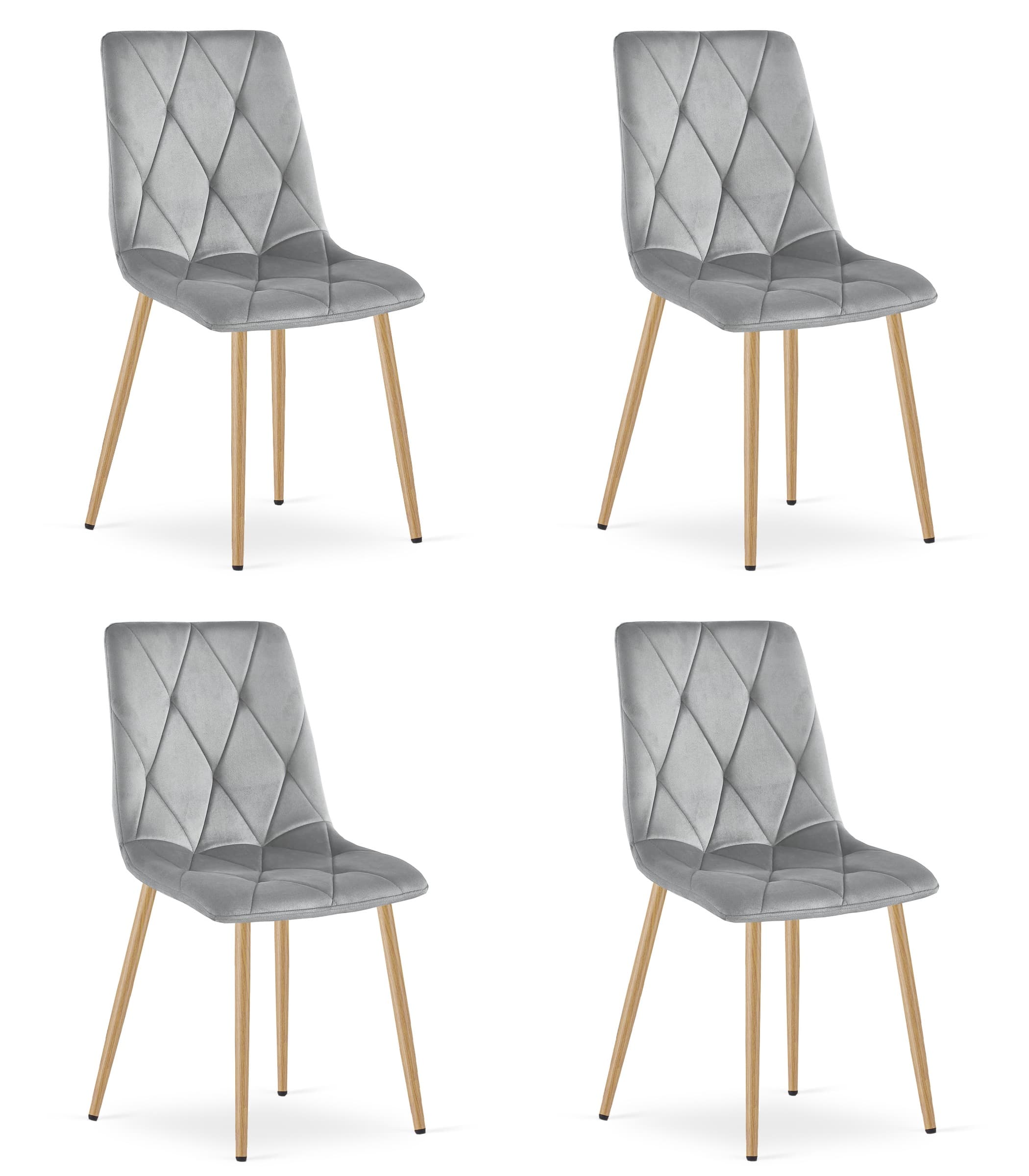 LIBRA-tuoli, vaaleanharmaa sametti, puunväriset jalat (4 kpl) – Leobert