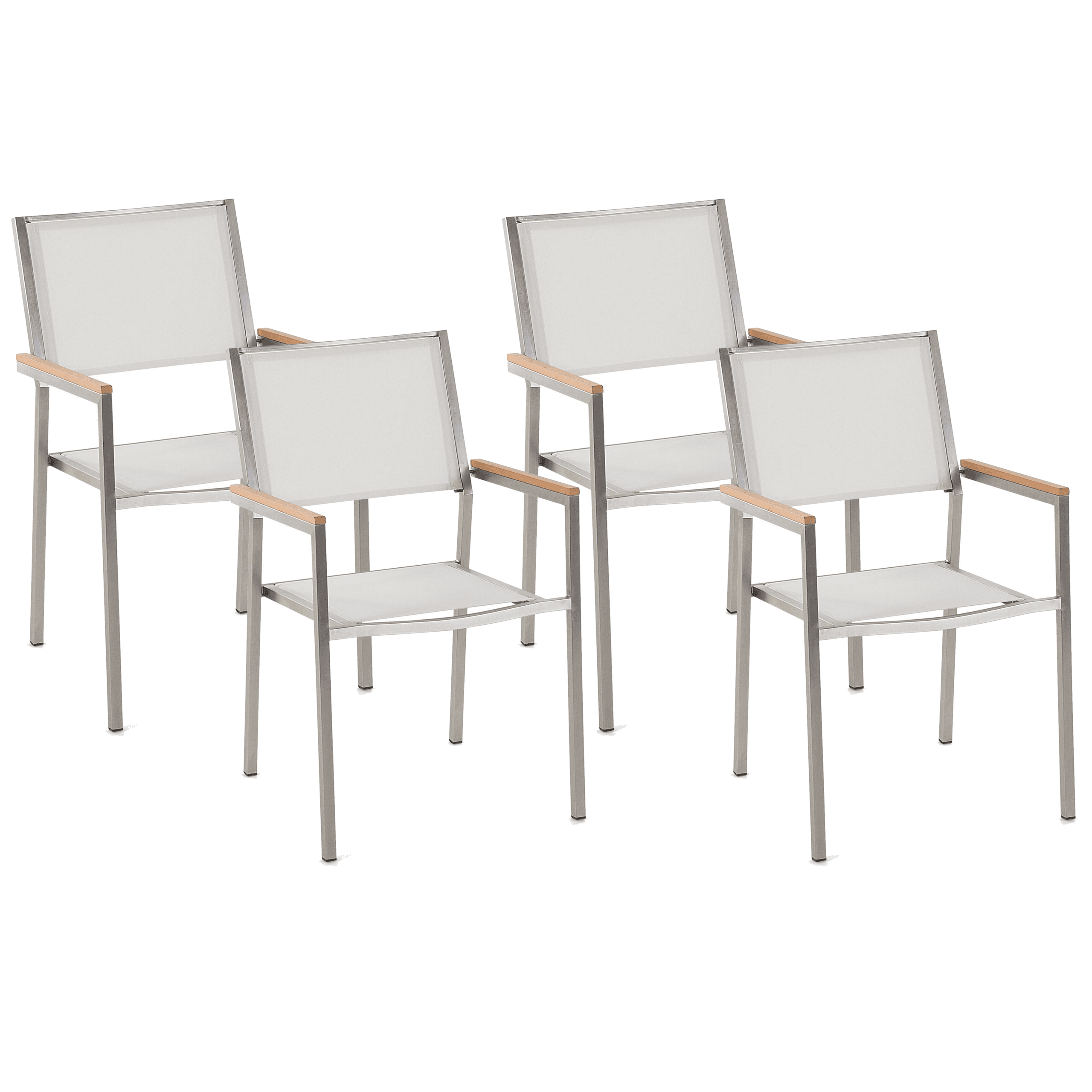 Puutarhatuolisetti 4 kpl GROSSETO ruostumaton teräs Valkoinen