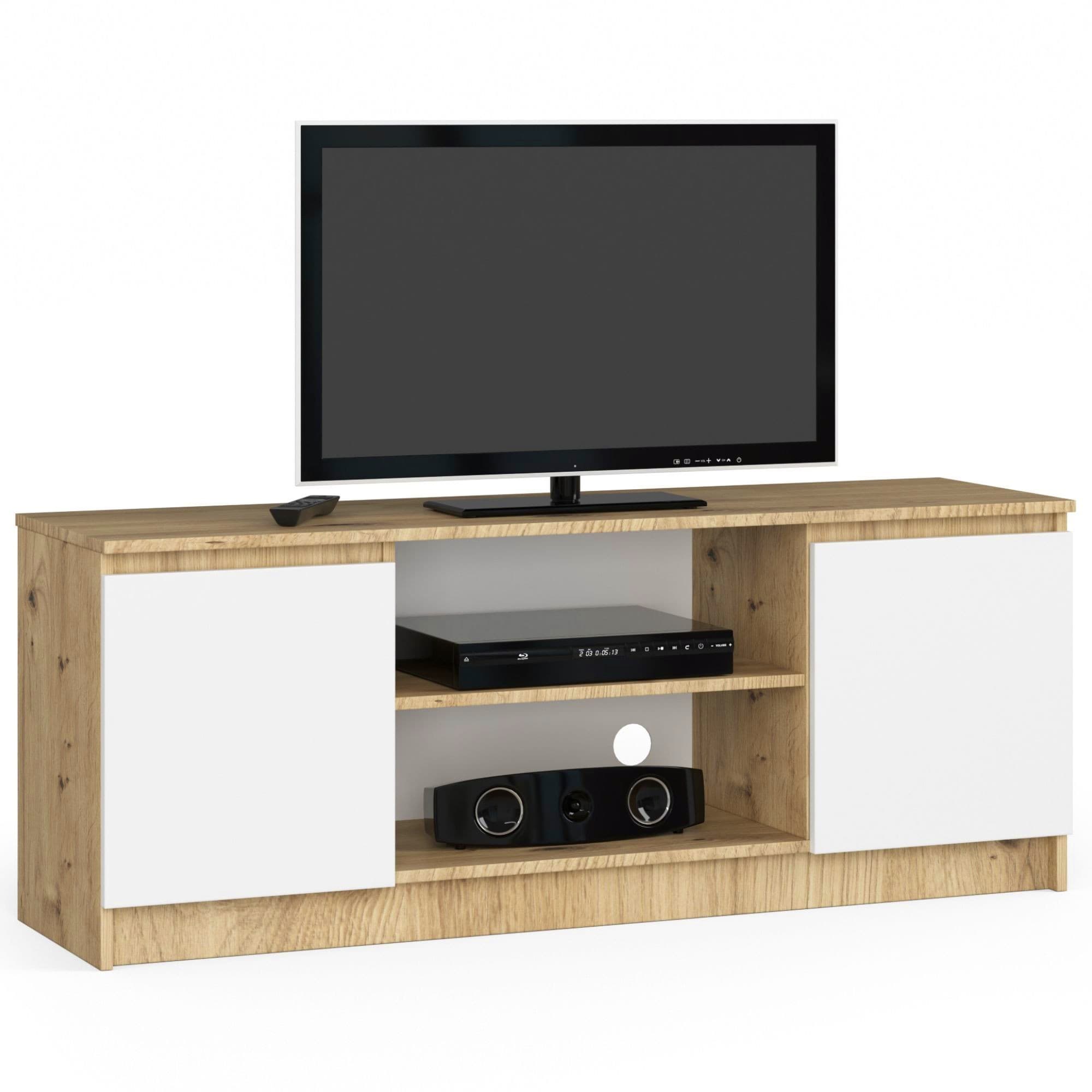 Akord TV-taso 2 Ovet 1 Hylly Artisan-tammi/Valkoinen 140x40x55 – Akord