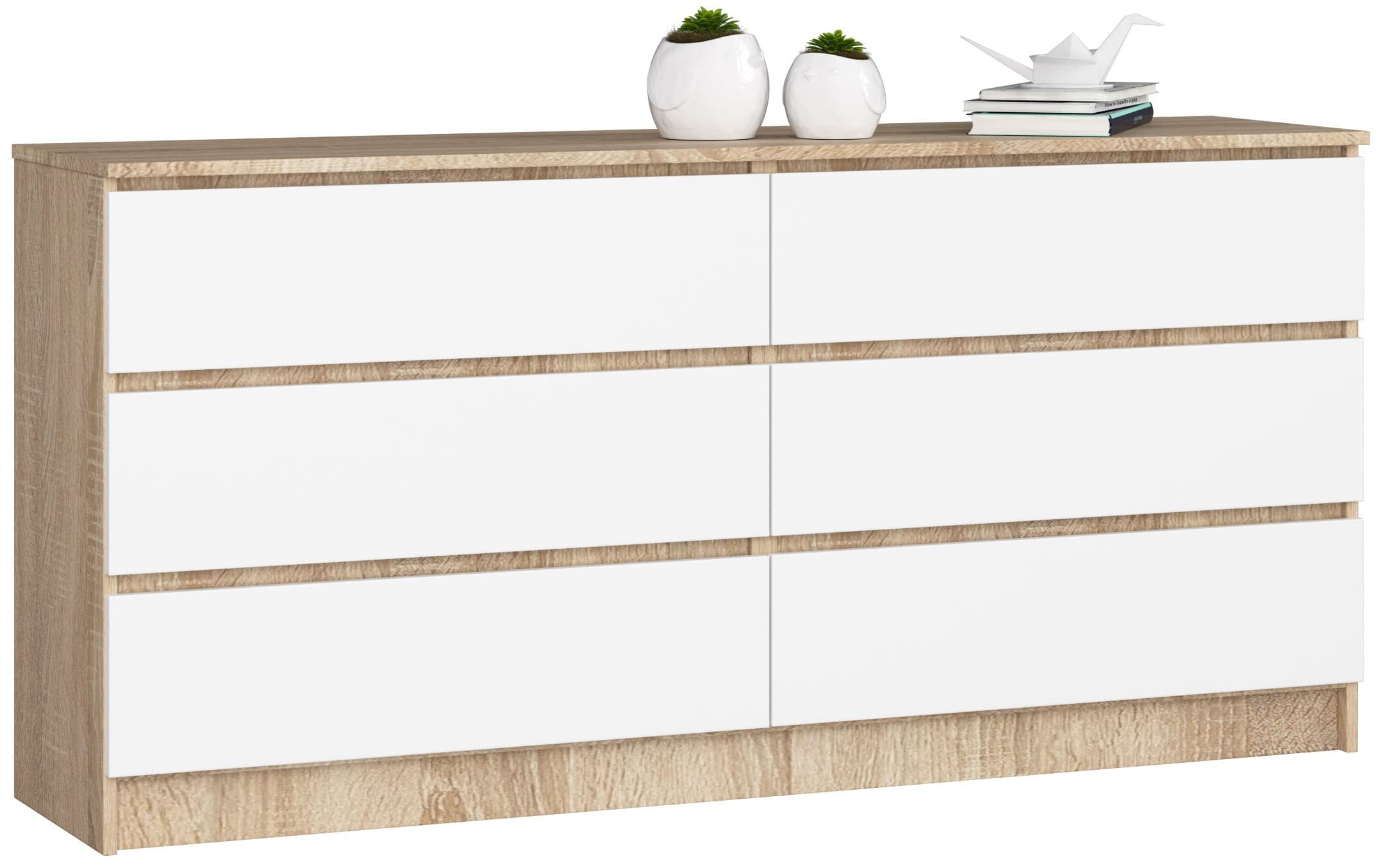 Akord Senkki 6 Laatikkoa Sonoma-tammi/Valkoinen 160x40x77 – Akord