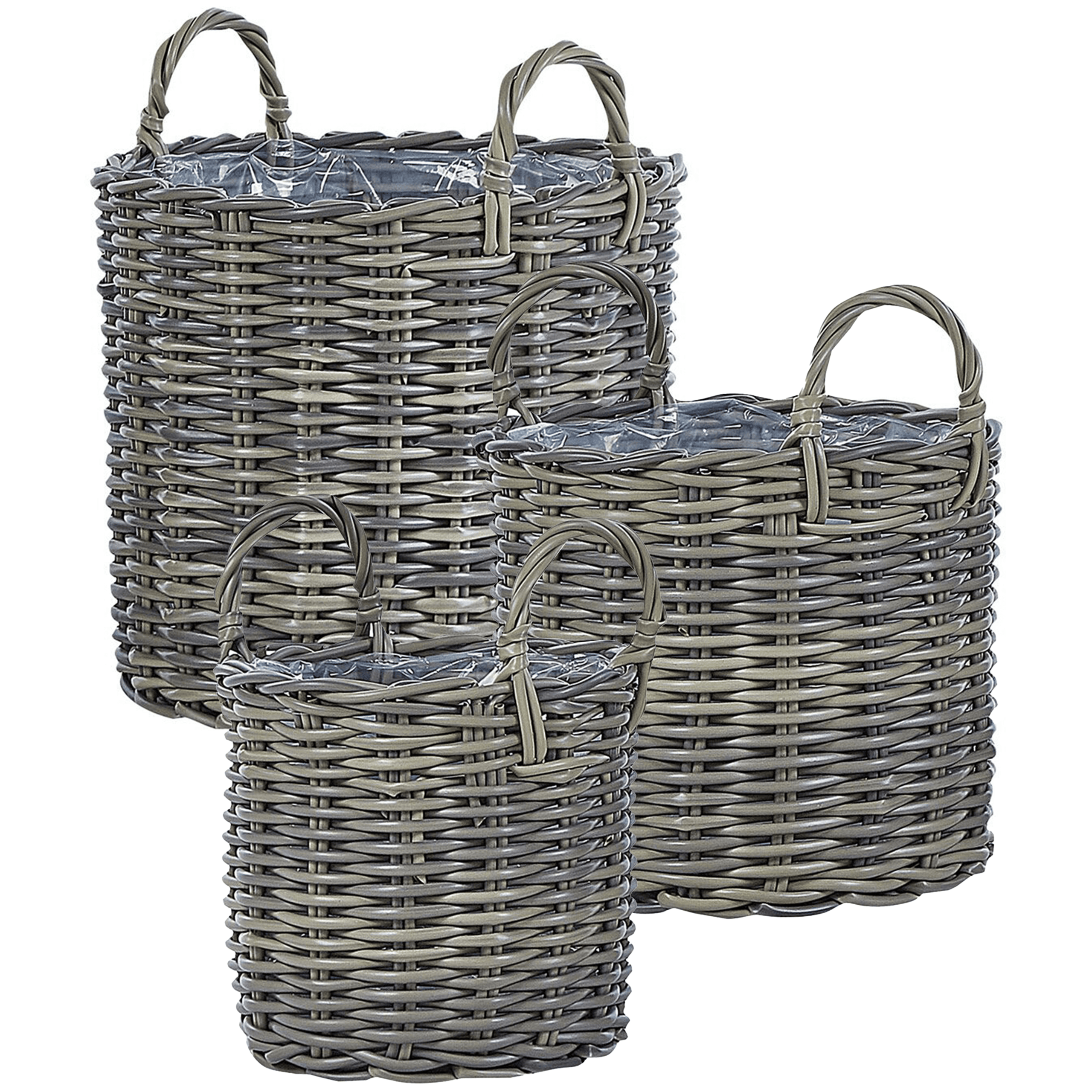 Kukkaruukkusetti 3 kpl NIKITI polyrottinki 29/35/40 cm Ruskeanharmaa – Beliani
