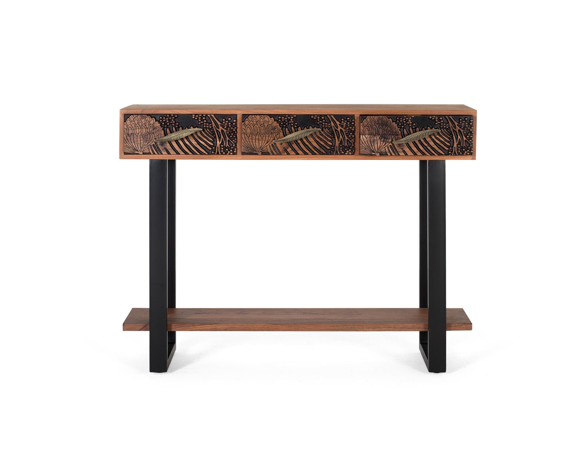 Ruskeaksi petsatusta akaasiapuusta valmistettu konsolipöytä – Giner y Colomer