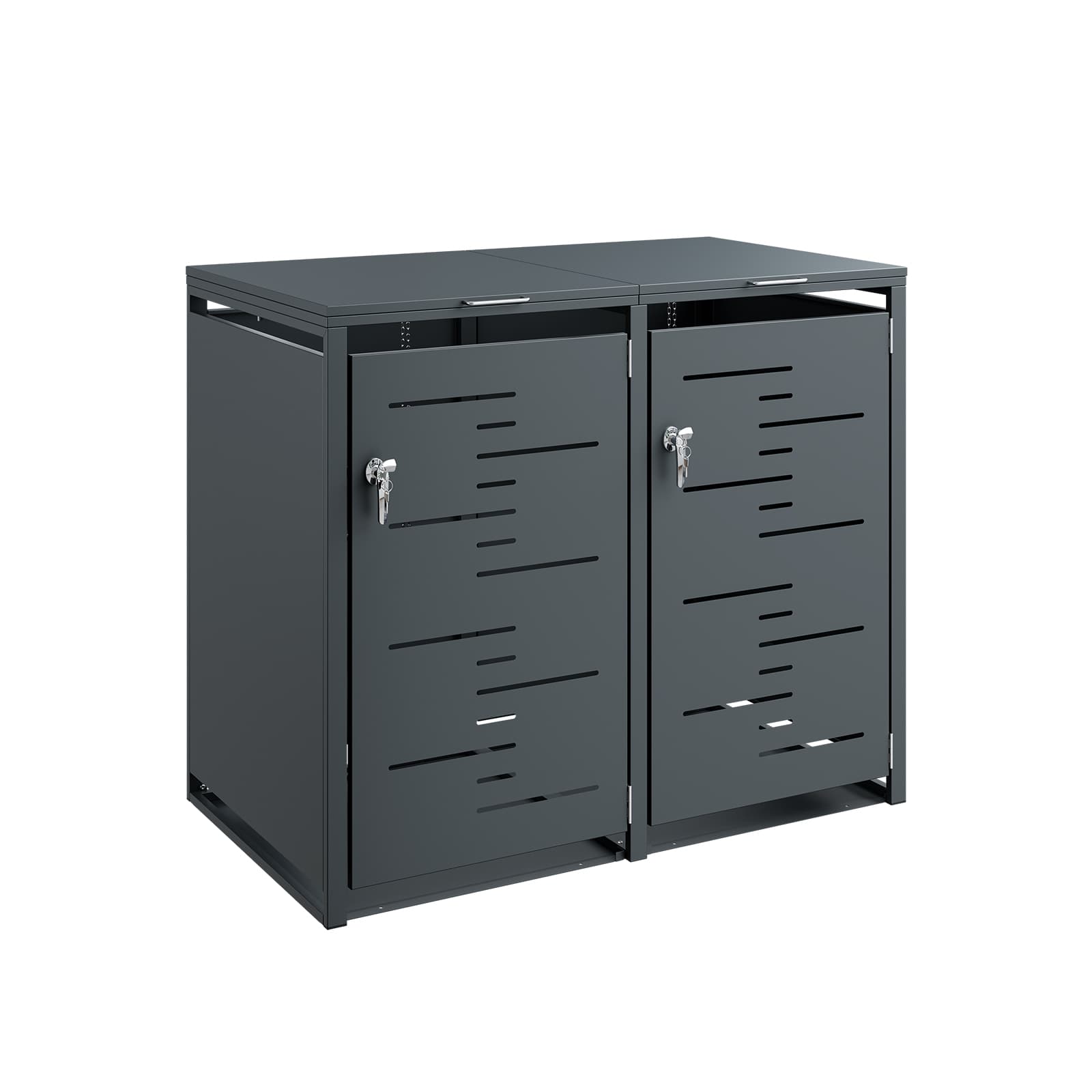 Säilytyskaappi 2 kpl setti lukittava ulkoon tummanharmaa 134.0x80.0x116.3 cm OGS64-DG – SoBuy