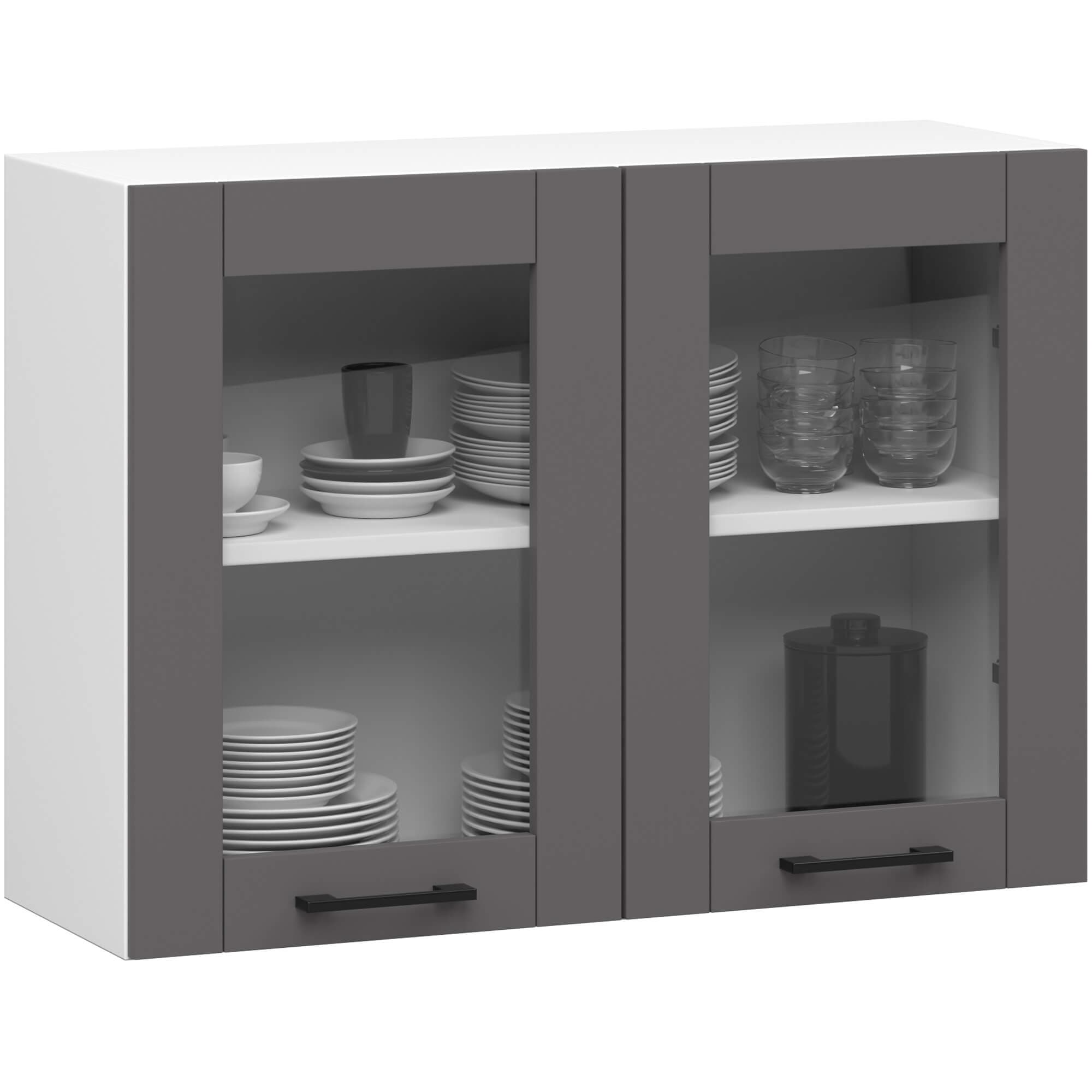Akord Vitriinikaappi Oliwia Valkoinen/Harmaa 30x80x58 – Akord