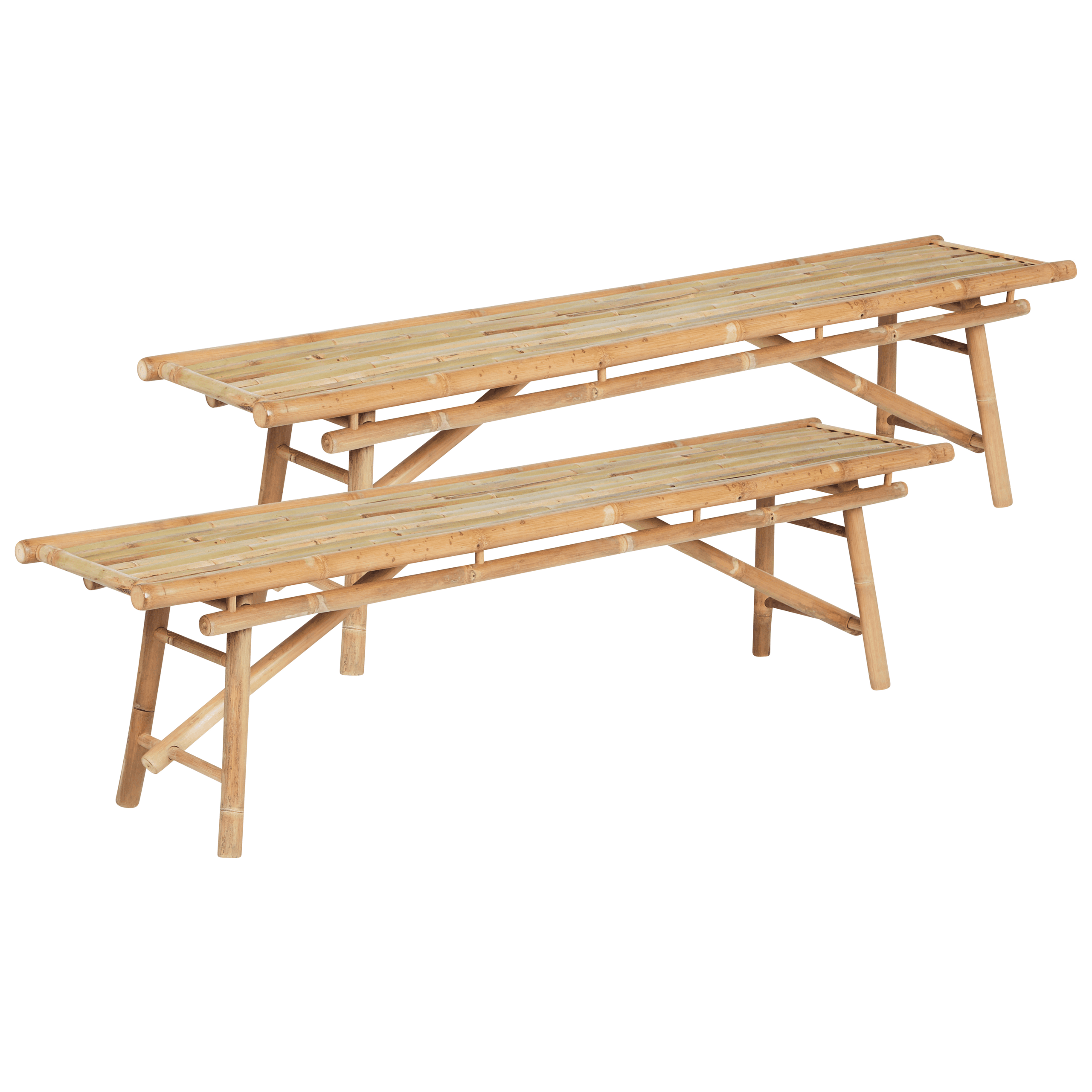 Puutarhapenkkisetti 2 kpl TINDARI 180 cm bambu Vaaleanruskea – Beliani