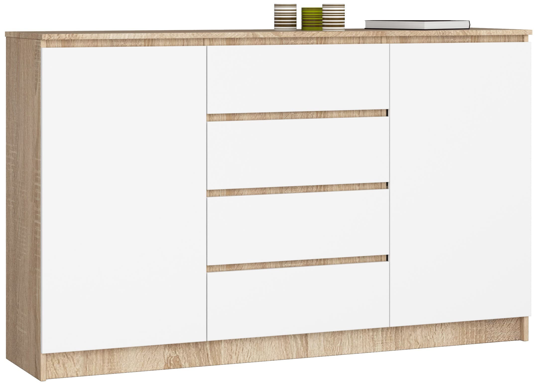Akord Senkki 2 Ovet 4 Laatikkoa Sonoma-tammi/Valkoinen 160x40x99