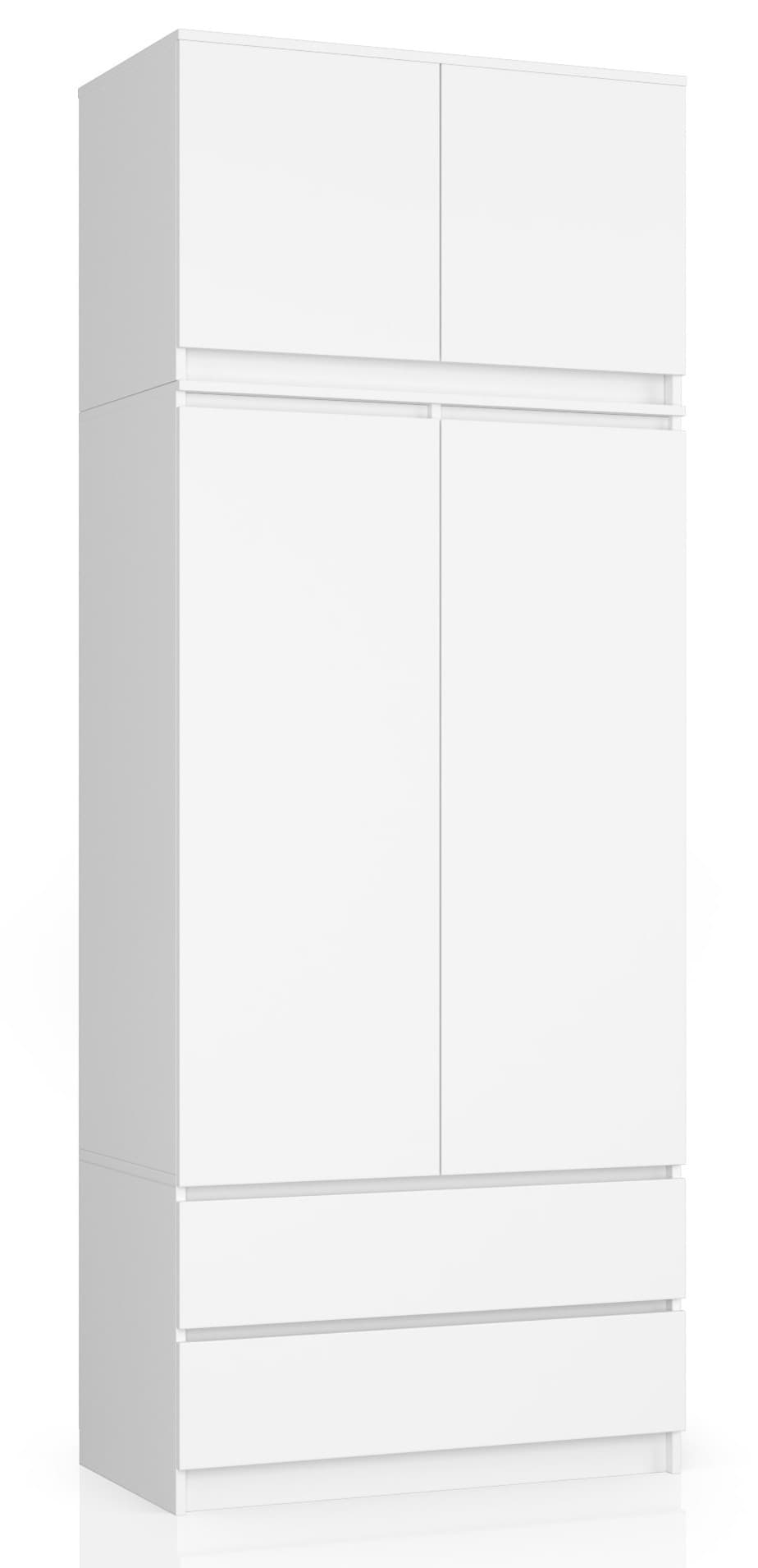 Akord Yläsäilytyskaappi 2-ovinen 2-laatikollinen Valkoinen 90x51x234