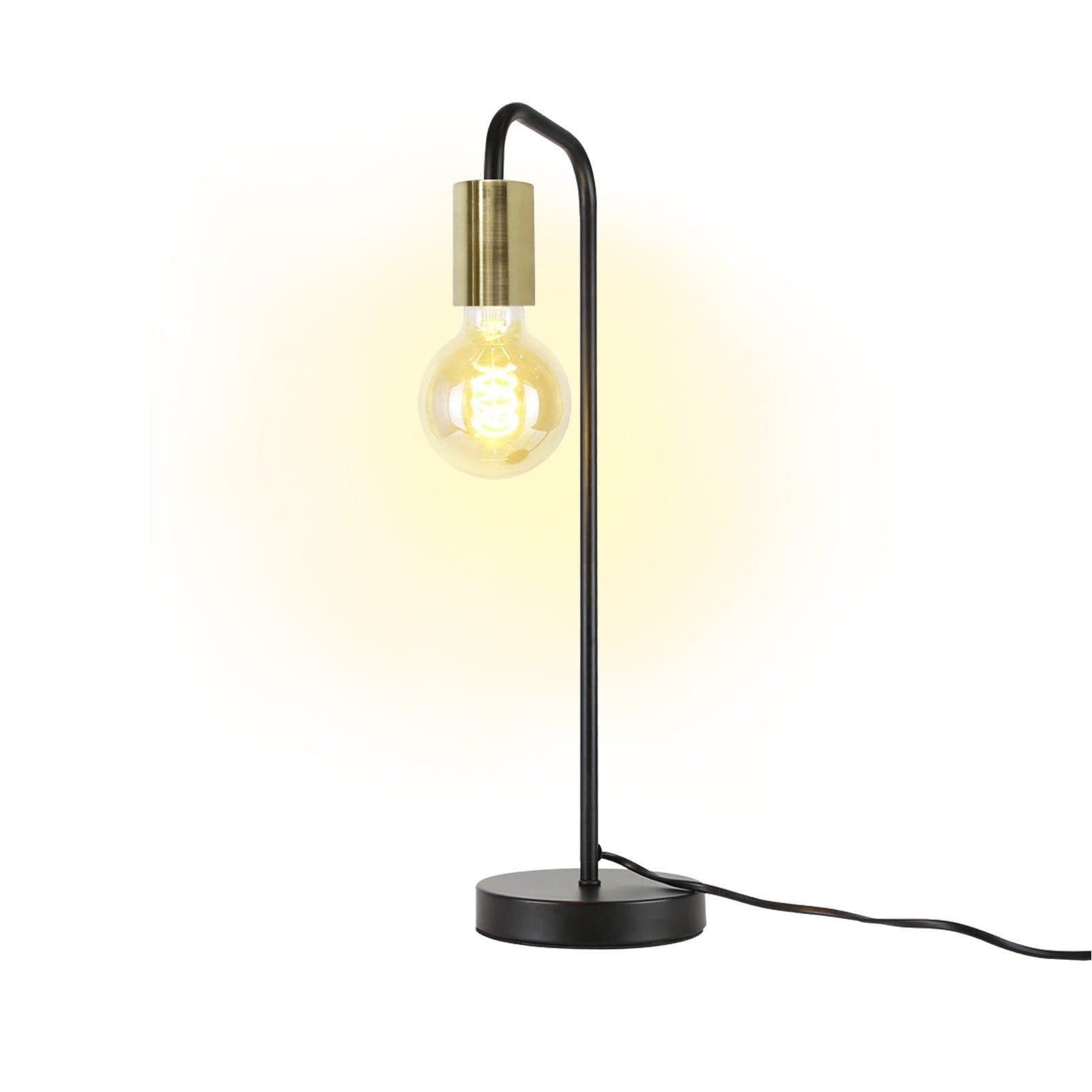 NETTLIFE Vintage - pöytävalaisin, Yöpöytävalaisin, Olohuone - Mustakultainen, Teollinen, E27- pöytävalaisin, Lasten, Makuuhuone, Yövalo – Nettlife