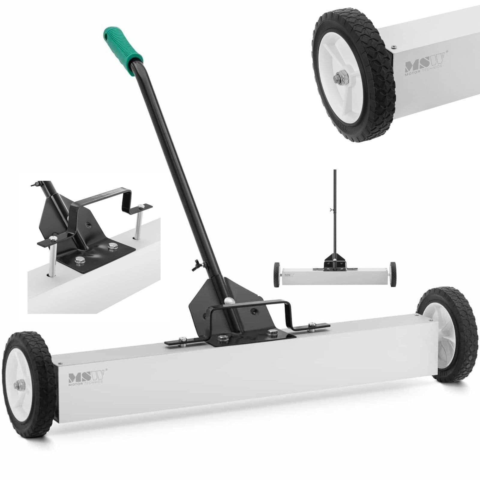 Magneettinen harja kynsiviilan keräämiseen pyörillä, leveys 75 cm – MSW