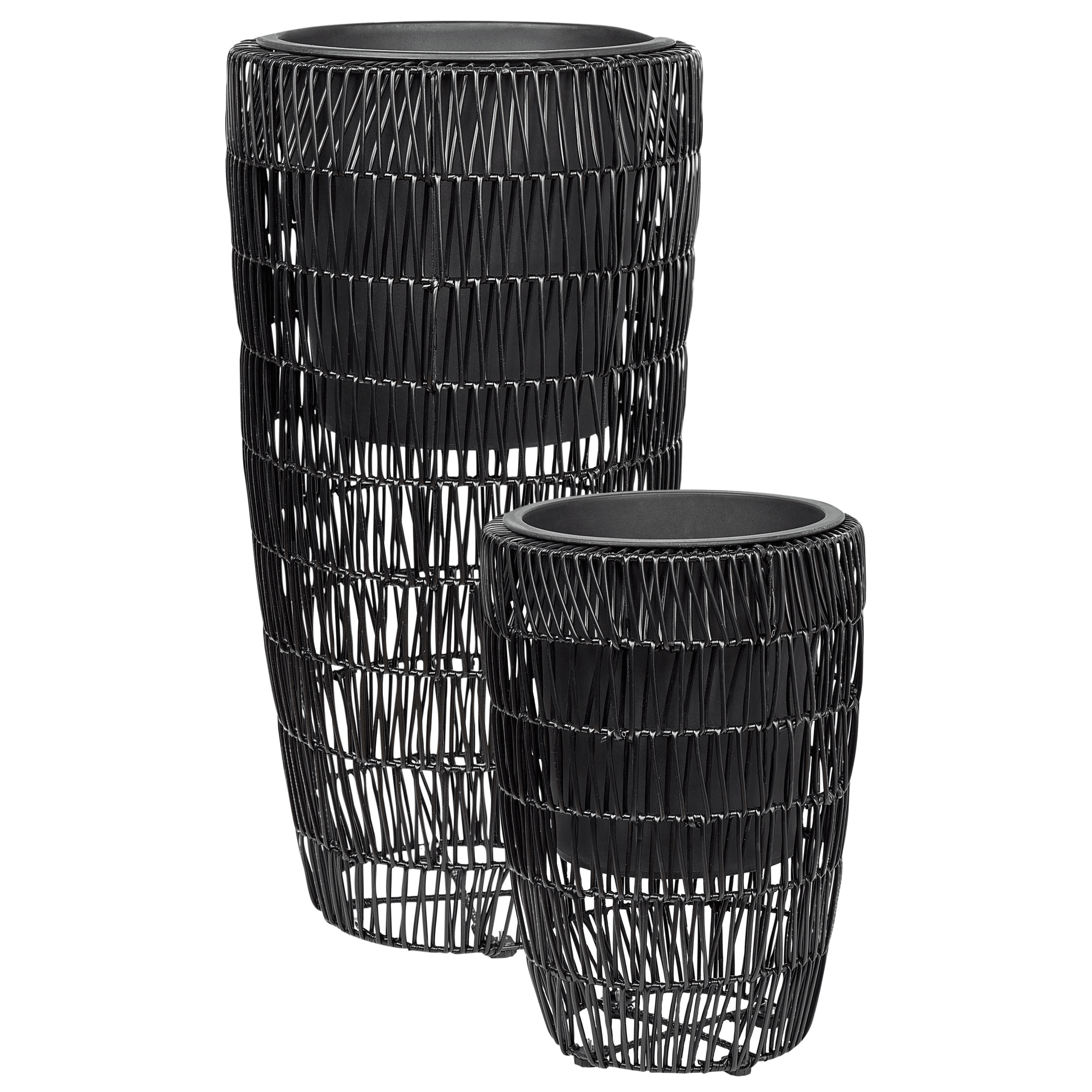 Kukkaruukkusetti 2 kpl CHELONE polyrottinki 26/34 cm Musta – Beliani