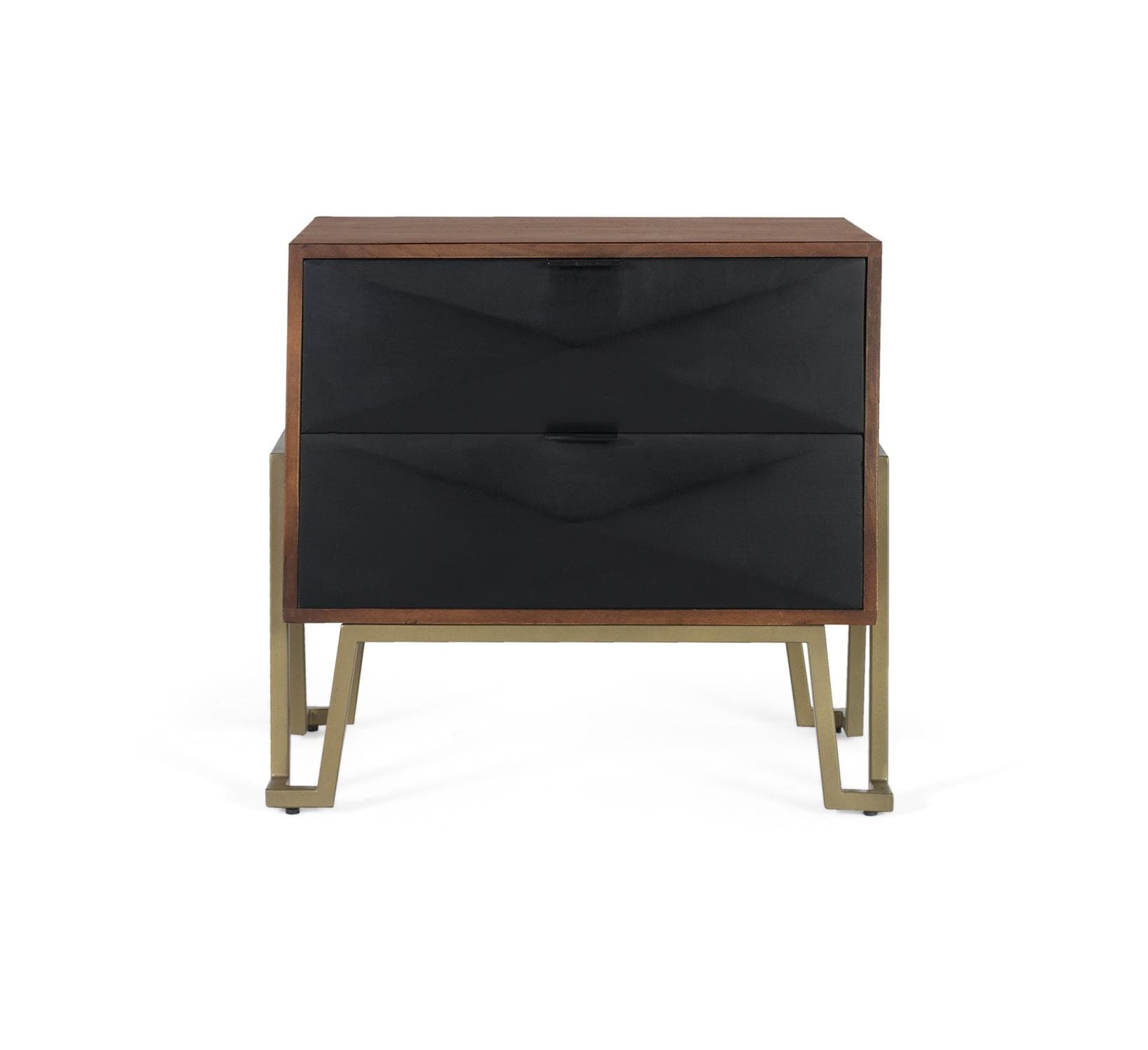 Mangopuusta valmistettu yöpöytä laatikoilla