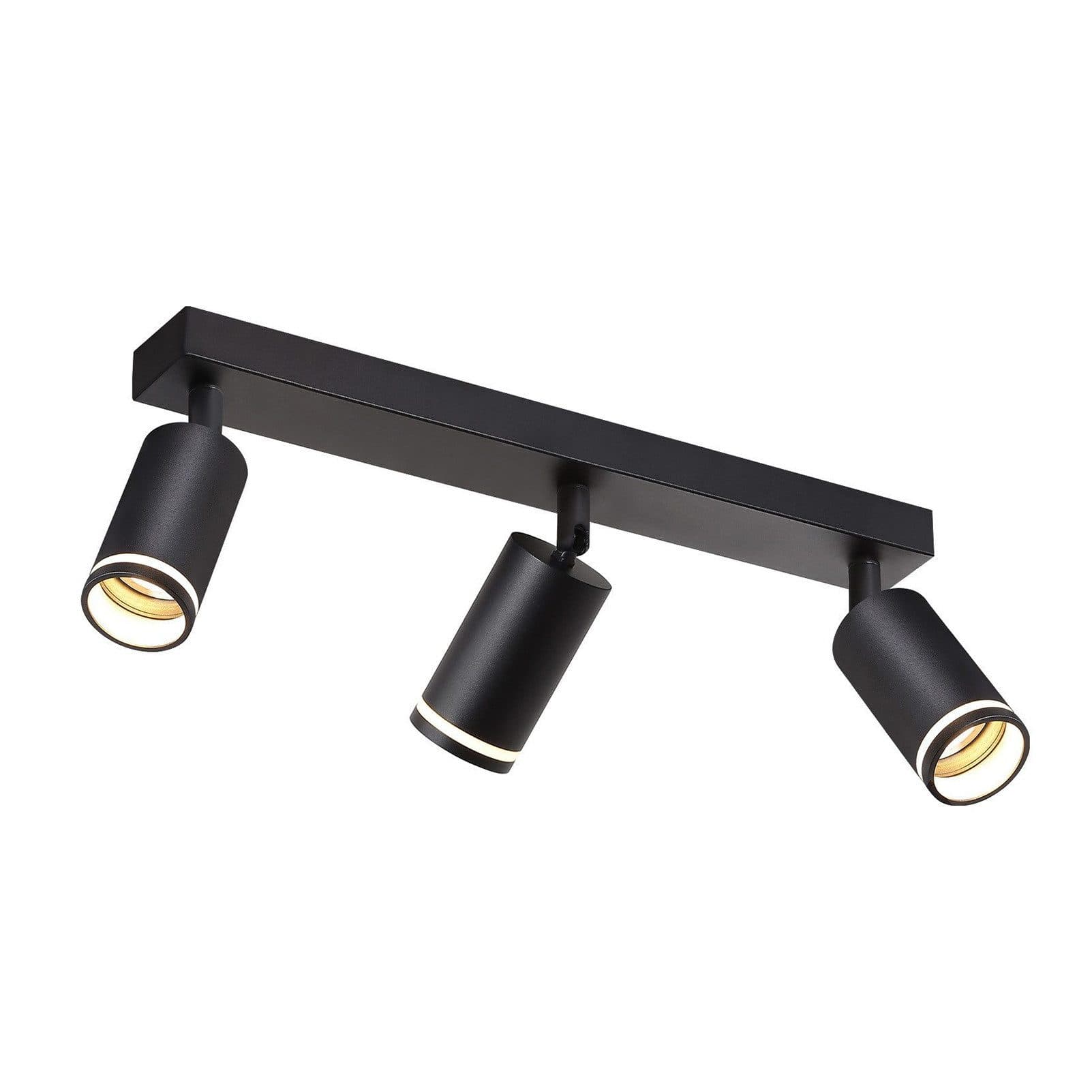 NETTLIFE LED - kattovalaisin 3 liekkiä - musta kattovalaisin GU10 kääntyvä kohdevalo puinen ilman lamppua