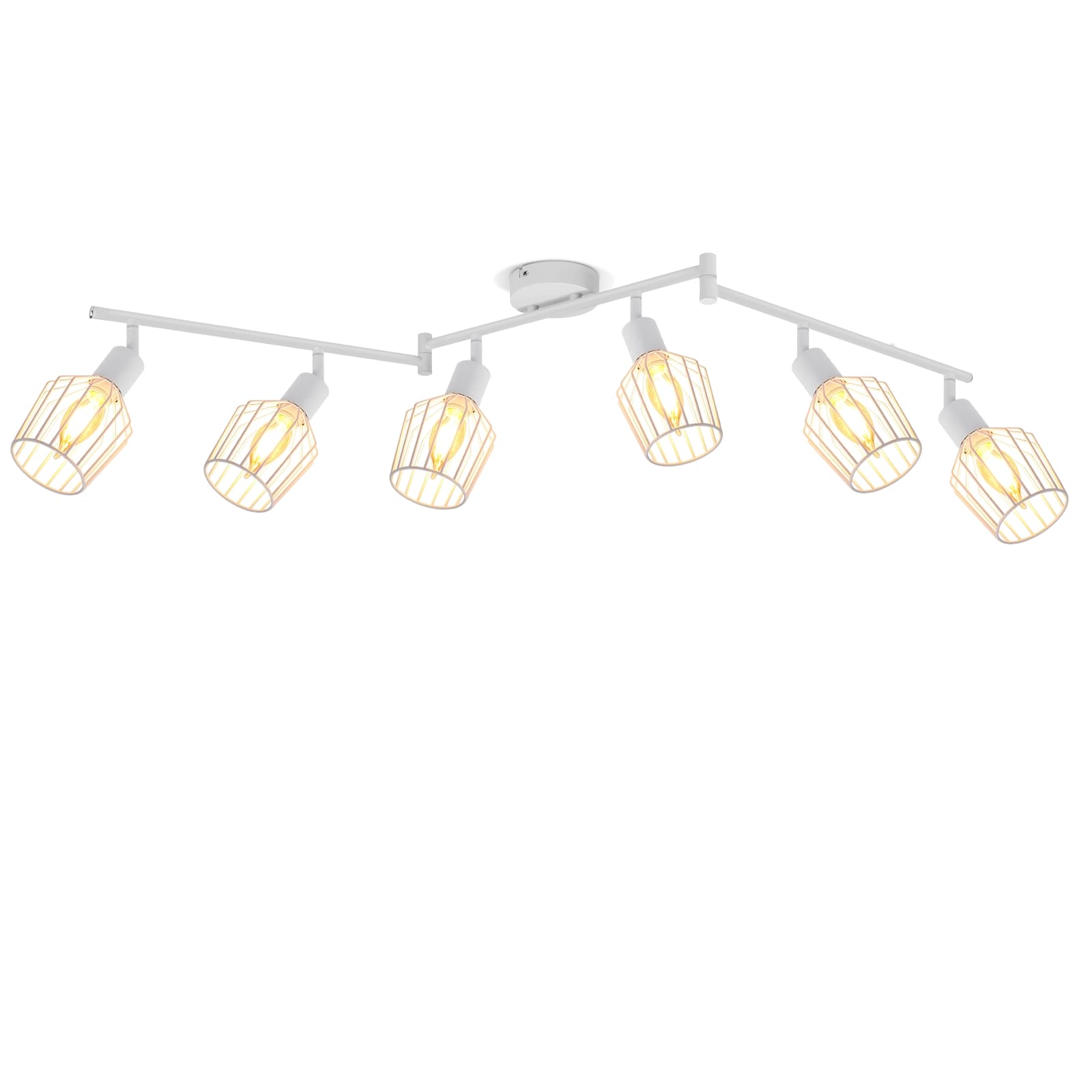 NETTLIFE - kattovalaisin 6 E14- lamppua, retrotyylinen kattokohdevalo, valkoinen, säädettävä, 350° LED