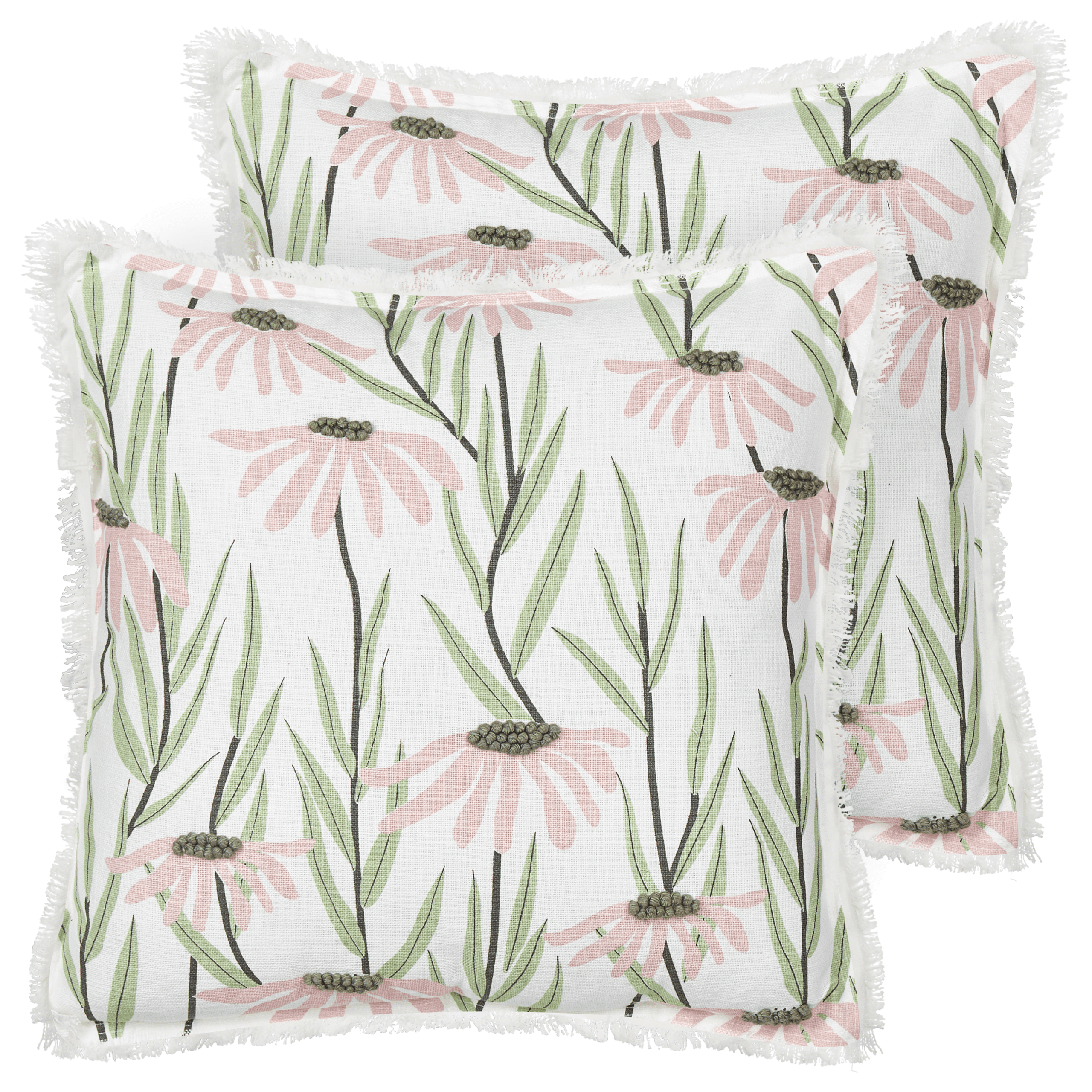 Koristetyynysetti 2 kpl GYNURA puuvilla 45 x 45 cm Monivärinen Kukkakuvio – Beliani