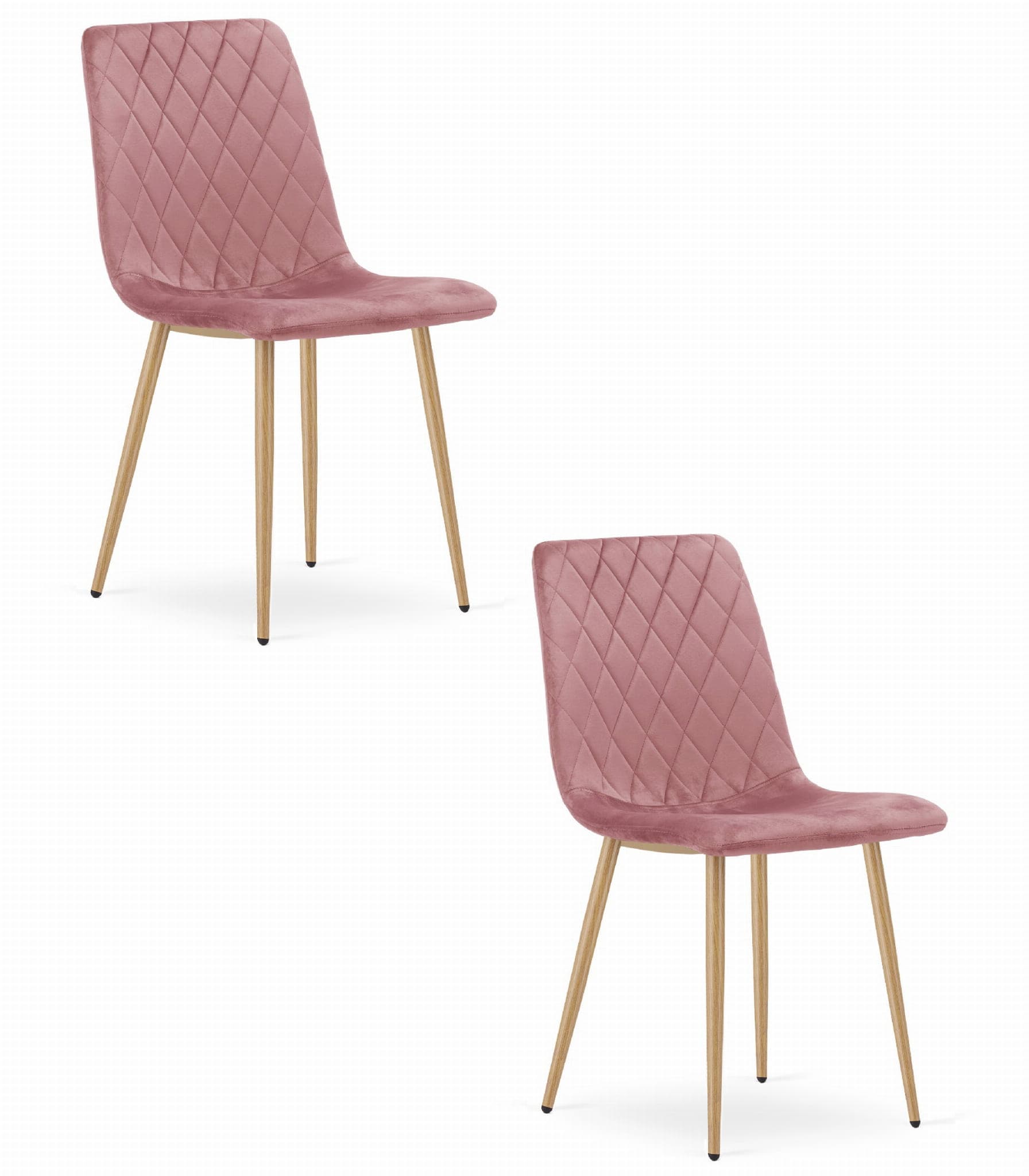 TURIN-tuoli - pinkki sametti / puunväriset jalat x 2