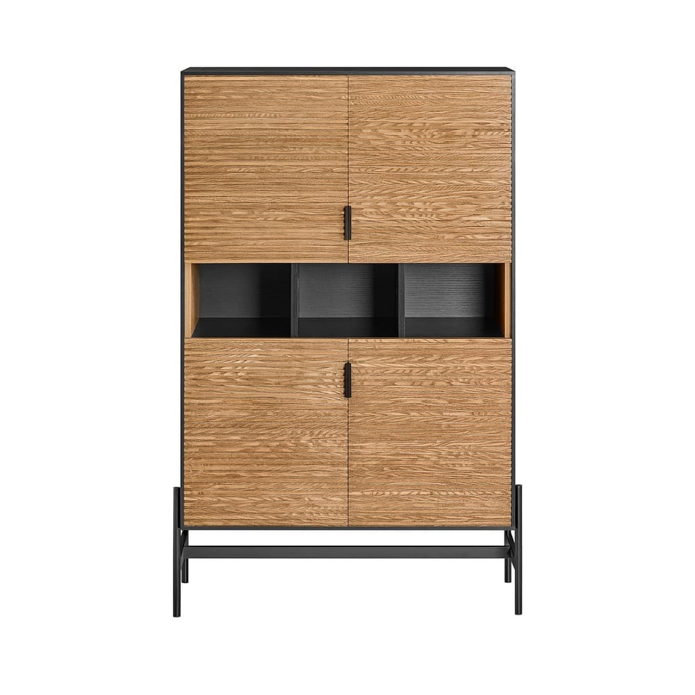 SoBuy Vitriinisenkki Pöytäkaappi Keittiökaappi korkea kaappi HFSB03-SCH