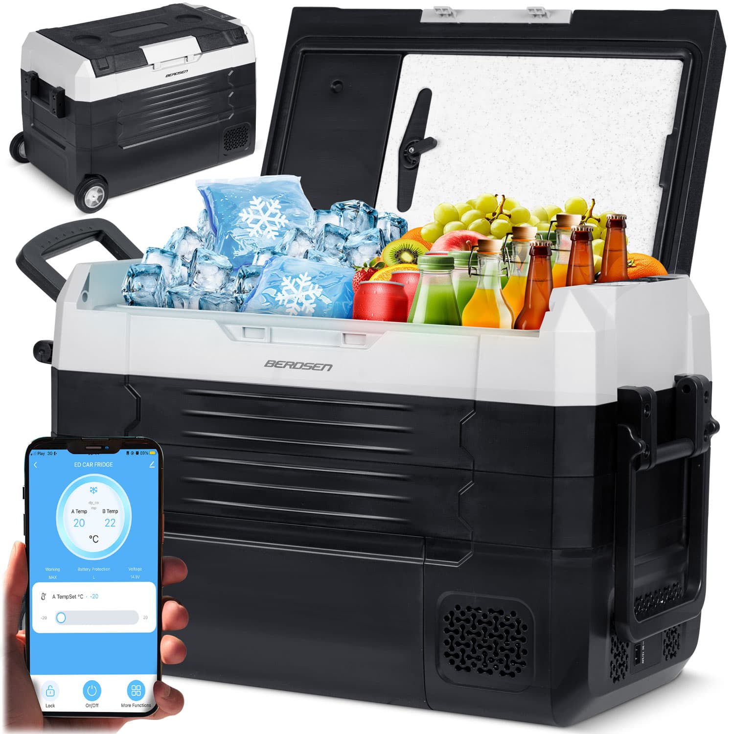 Berdsen Icemax 400 -kompressorimatkajääkaappi 40 litraa - musta ja harmaa – Berdsen