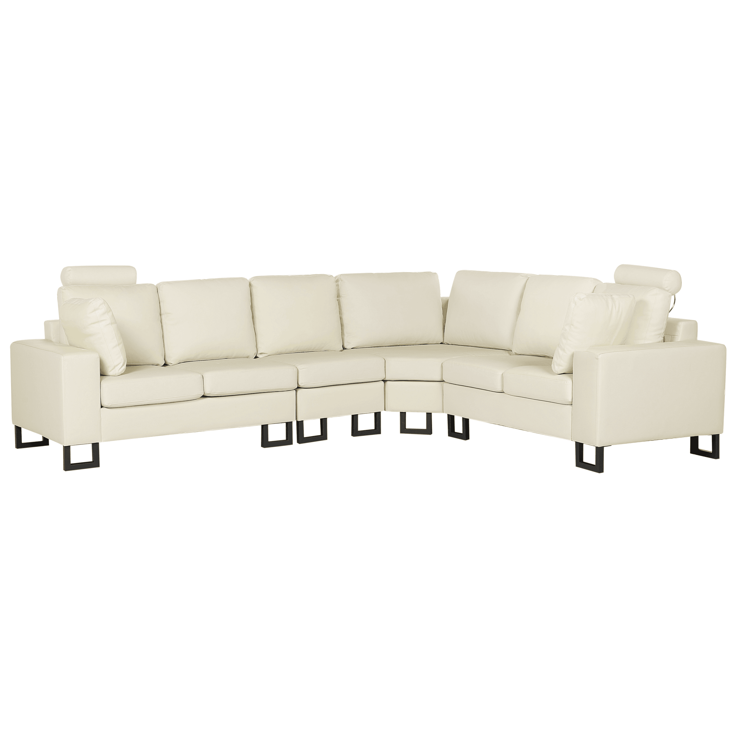 Kulmasohva 6-istuttava STOCKHOLM nahka Vaaleanbeige Vasen – Beliani