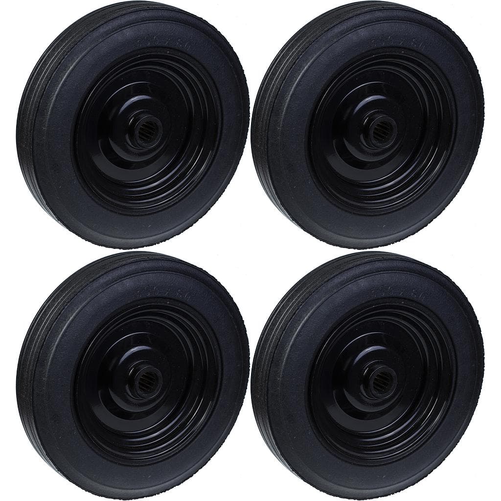 350mm 14 pyörä kumirengas puristettu teräskeskiö 31.8mm vahva 1600kg, 4 kpl:n sarja. – Parnells