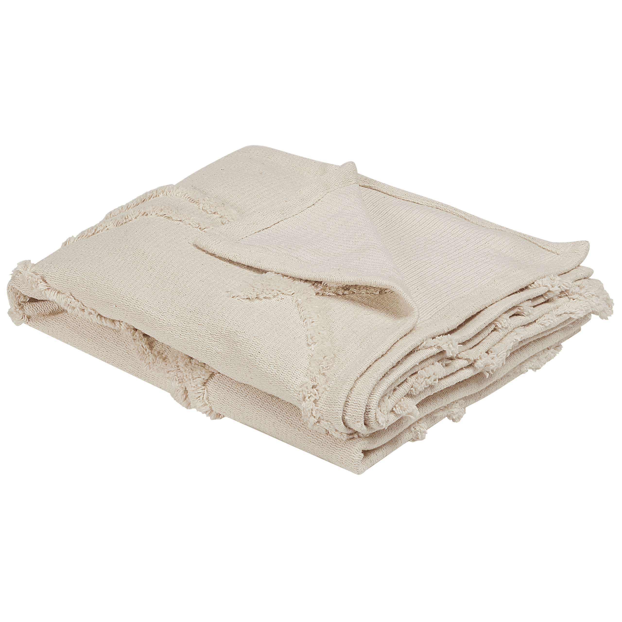 Torkkupeitto ACACIA puuvilla 130 x 160 cm Beige – Beliani