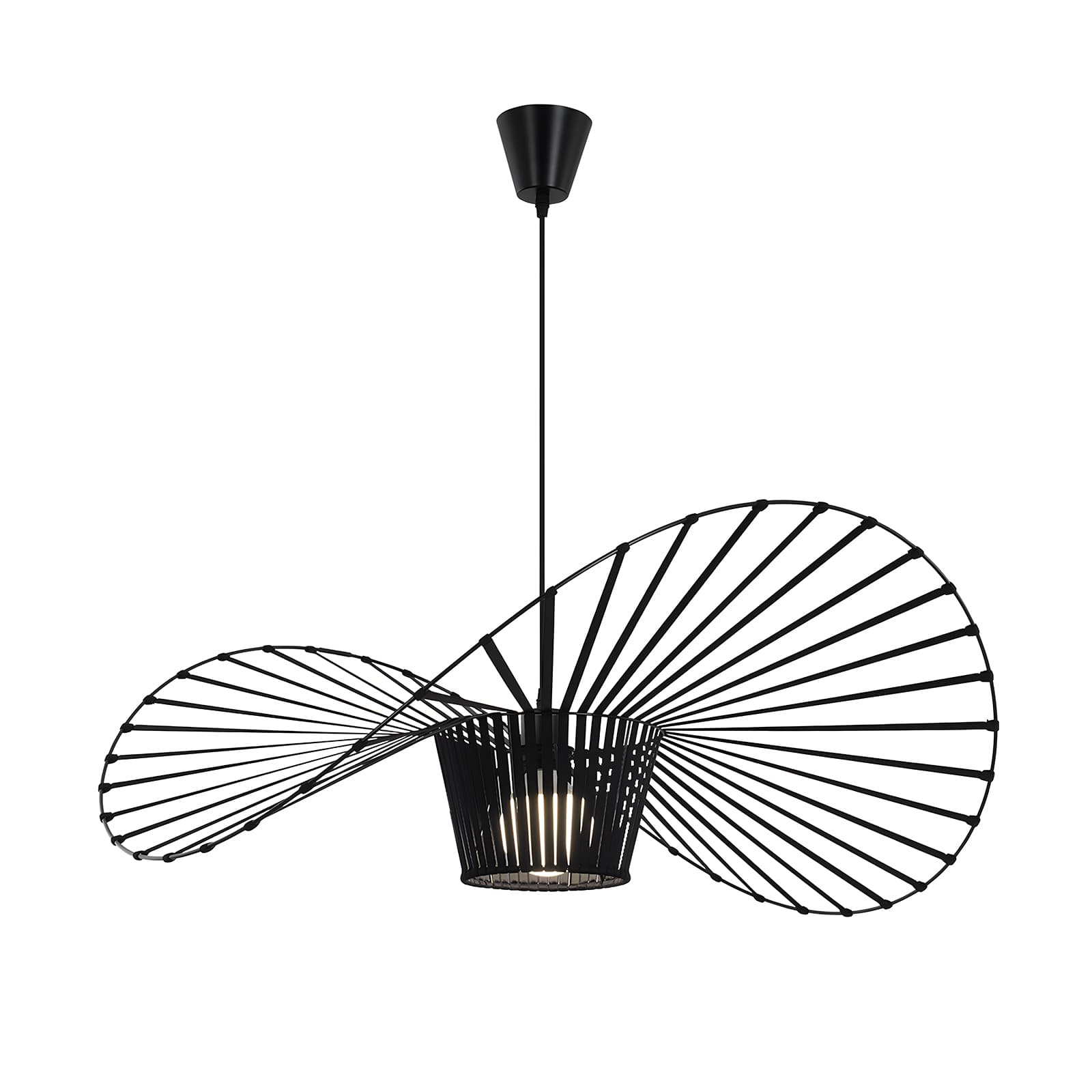 NETTLIFE moderni riippuvalaisin, E27 musta, halkaisija 80cm polykarbonaattihattukuvio, max. 40W olohuoneeseen, ruokailutilaan Keittiöön, ilman