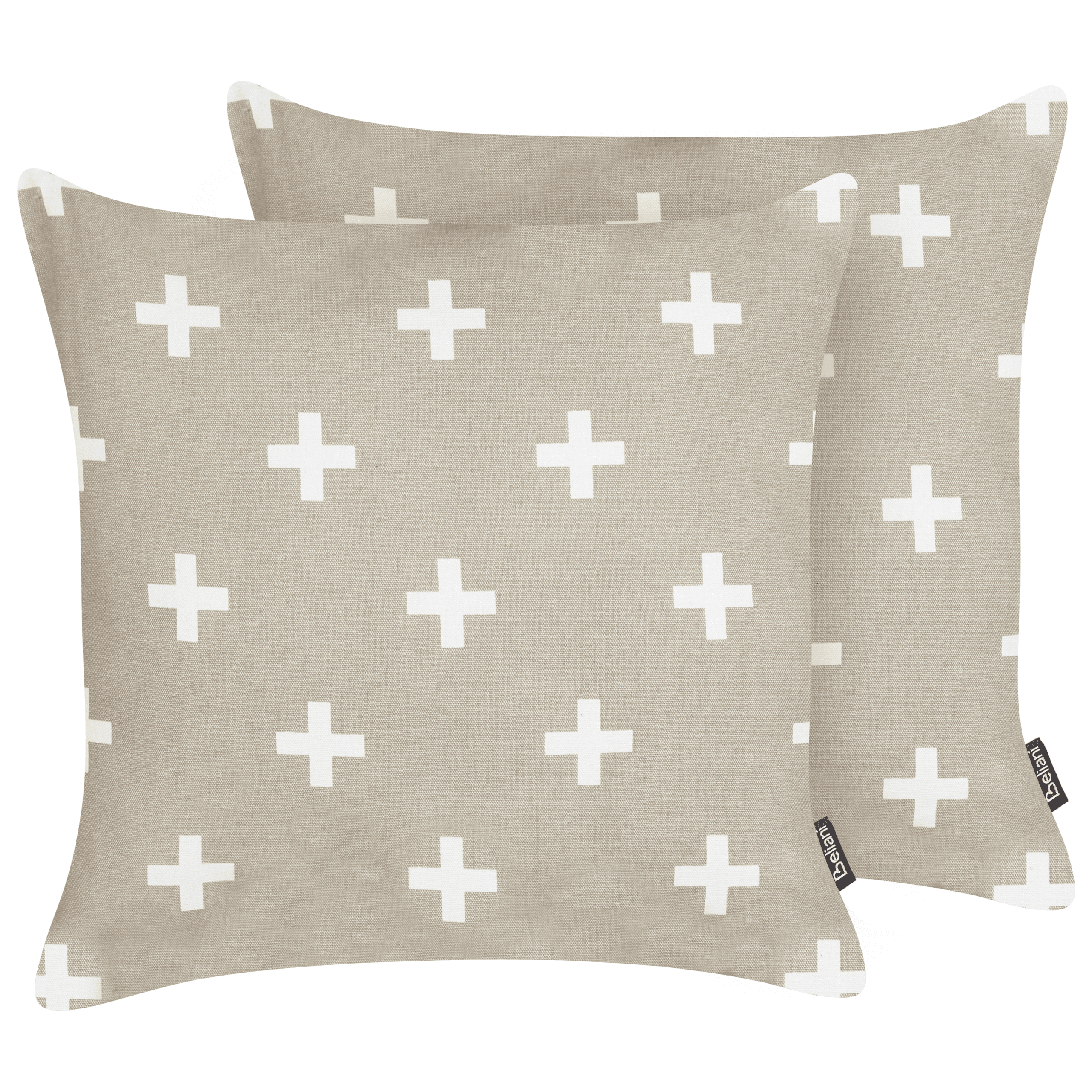 Koristetyynysetti 2 kpl VELLEIA puuvilla 45 x 45 cm Ruskeanharmaa Geometrinen kuvio