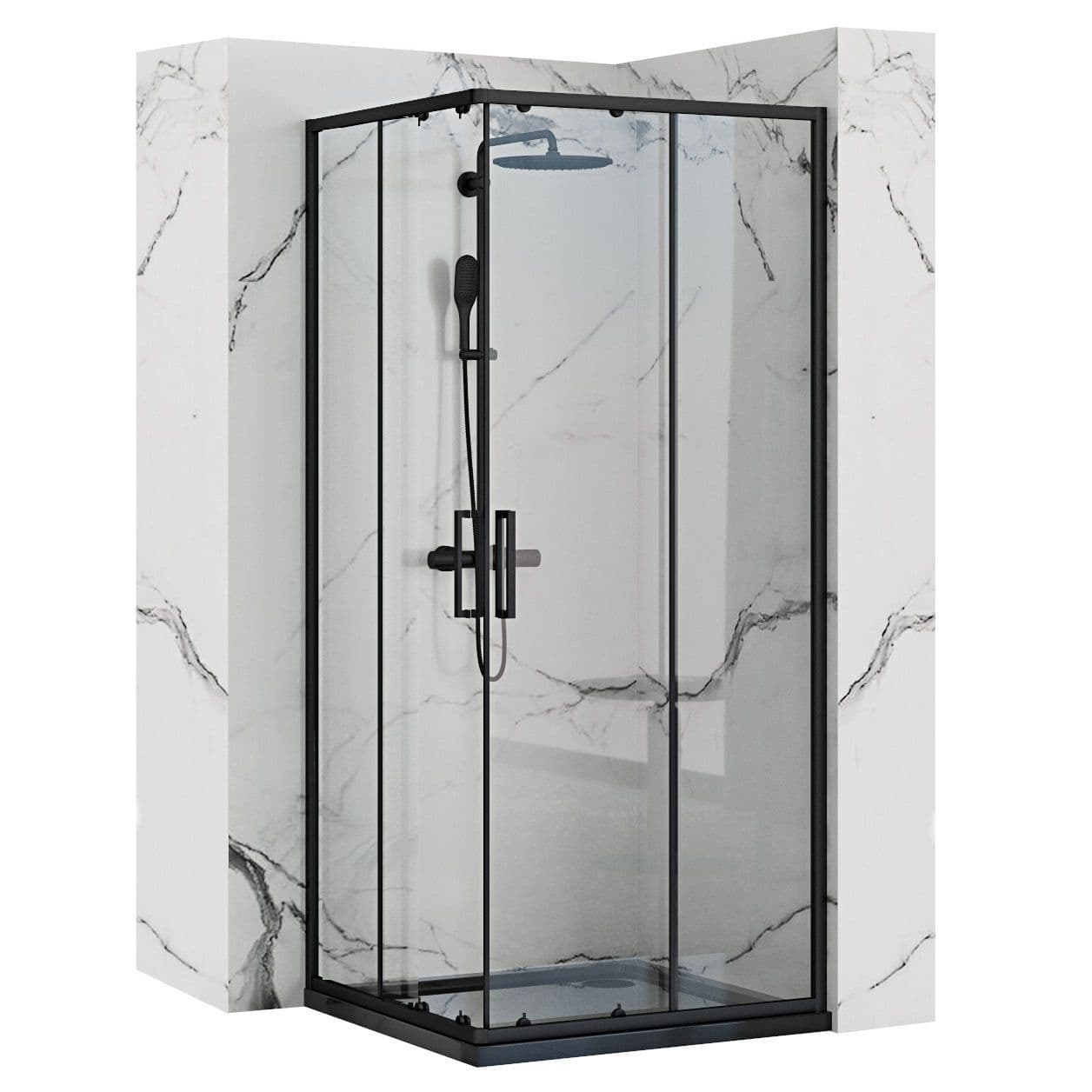 REA Suihkukaappi PUNTO 80X80 Musta, 80X80X190CM + suihkuallas