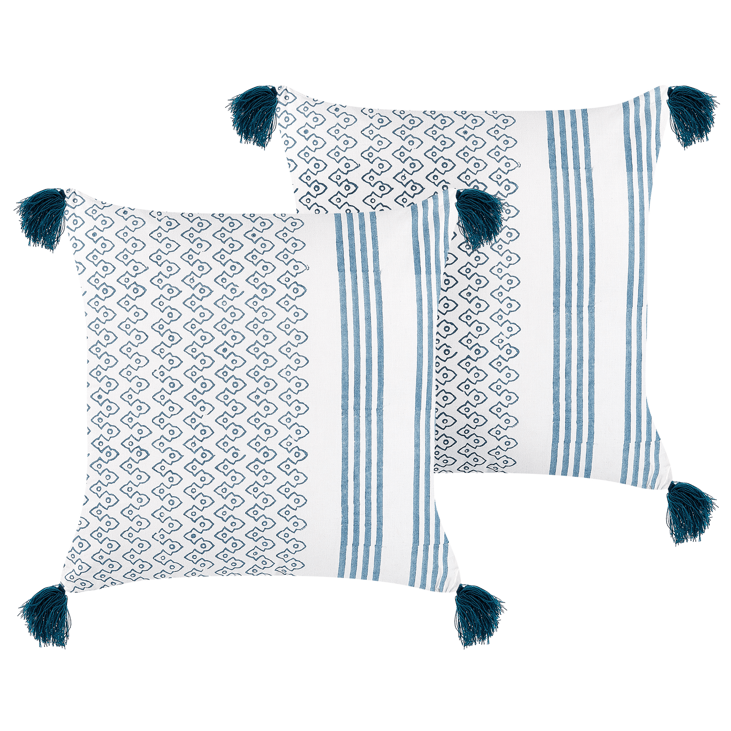 Koristetyynysetti 2 kpl TILIA puuvilla 45 x 45 cm Sininen Geometrinen kuvio