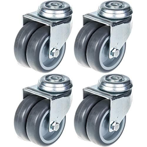 75mm 3 kaksoispyöräinen harmaa kuminen kääntyvä pyörä 400kg kantavuus, 4 kpl:n setti – Parnells
