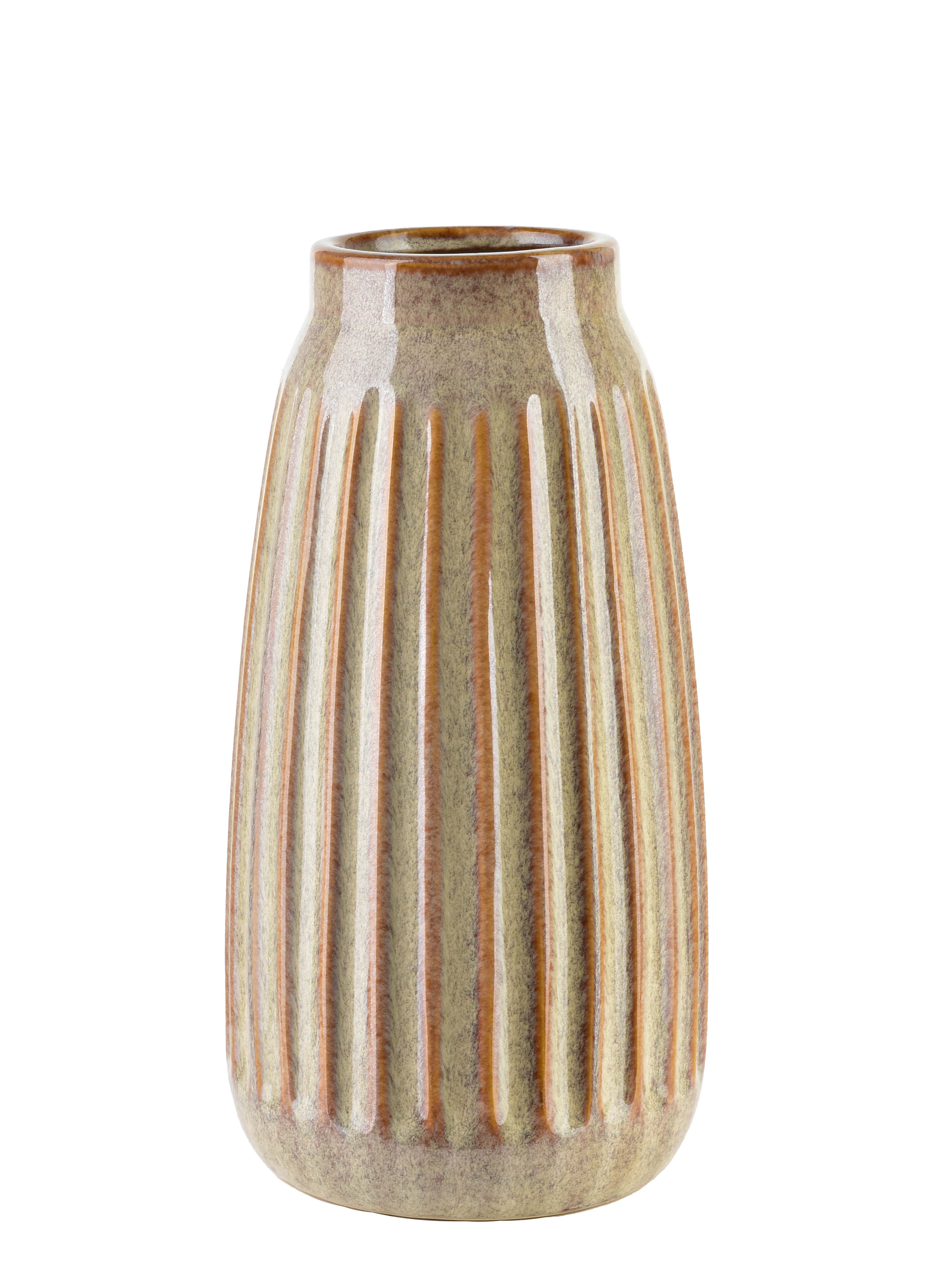 MONDEX keramiikkamaljakko, beige, kohokuvioitu, 15 x 15 x 28,5 cm