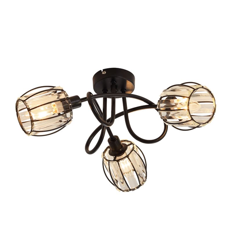 NETTLIFE 3- lamppuinen vintage - tyylinen musta kristallikattokohdake E14 eteiseen, 350° kääntyvä, teollisuuskäyttöön – Nettlife