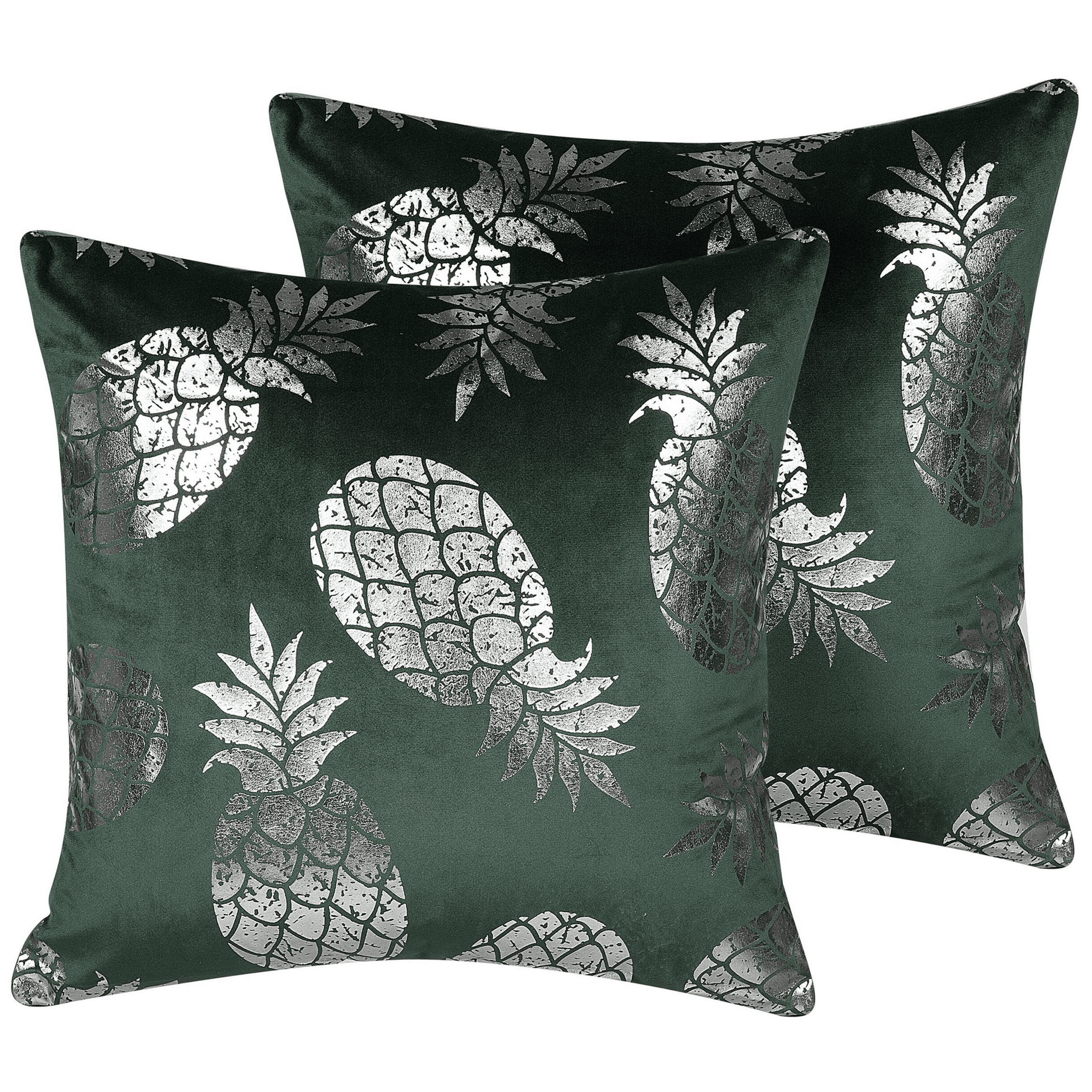 Koristetyynysetti 2 kpl ASTILBE sametti 45 x 45 cm Tummanvihreä Kasvikuvio