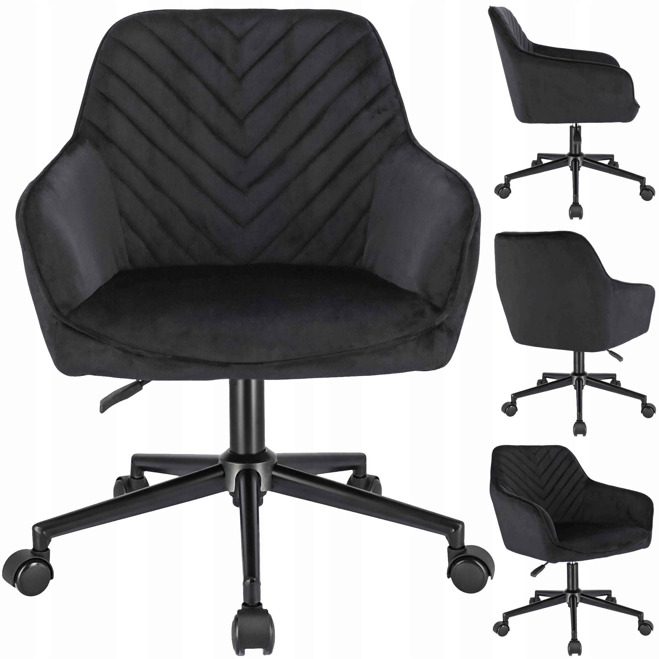 NAPOLI-nojatuoli, musta, mustalla jalustalla