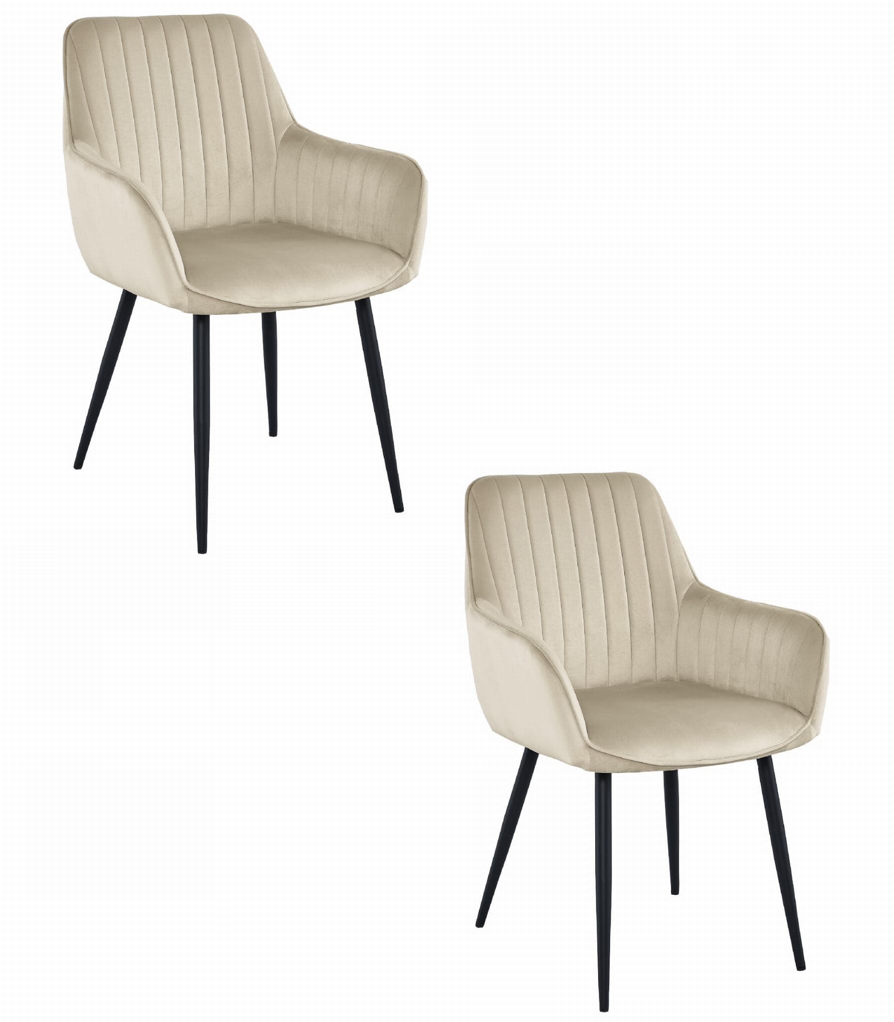 SOLDEN-tuoli, beige sametti, mustat jalat (2 kpl) – Leobert