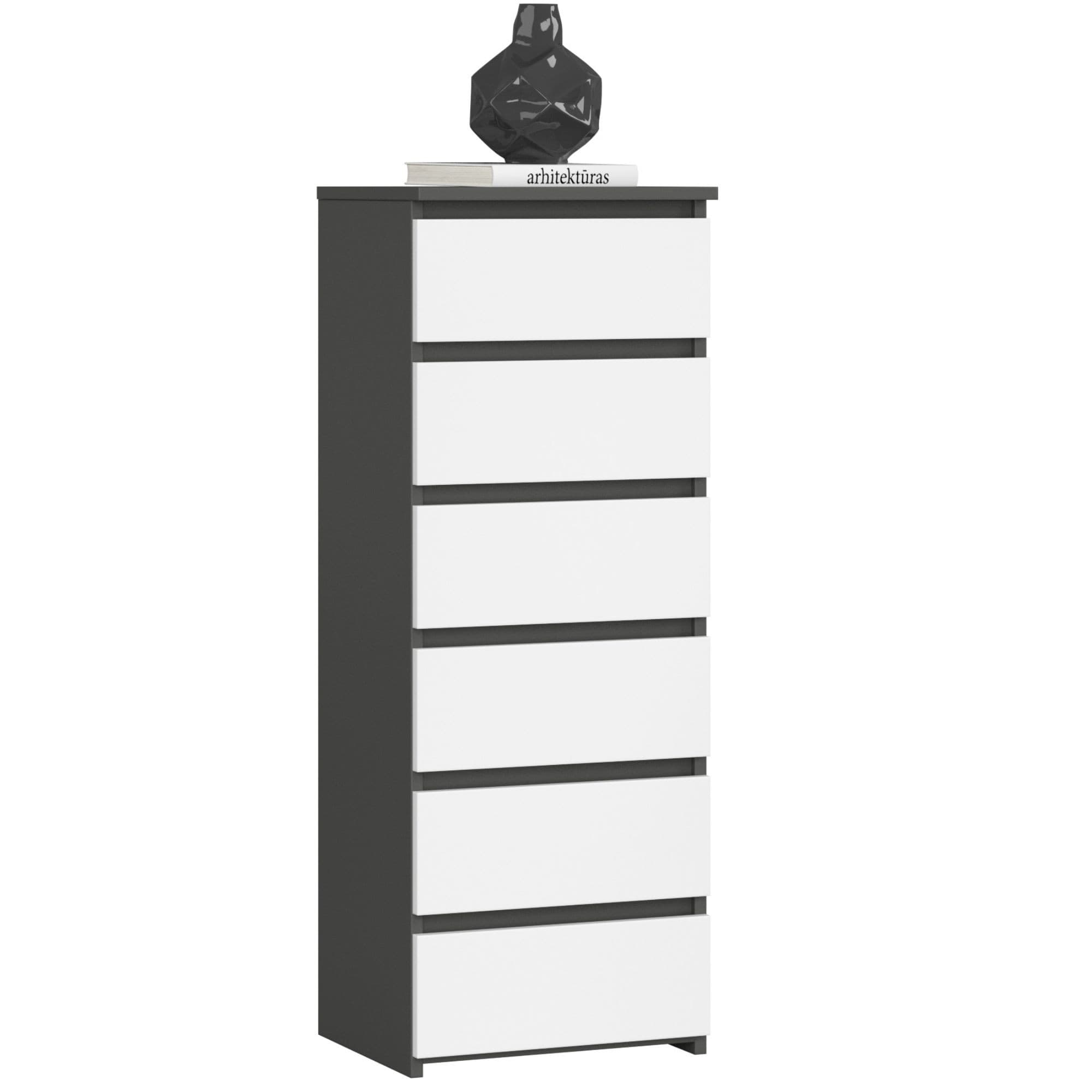 Akord Korkea lipasto Harmaa Grafiitti/Valkoinen 40x35x109 – Akord