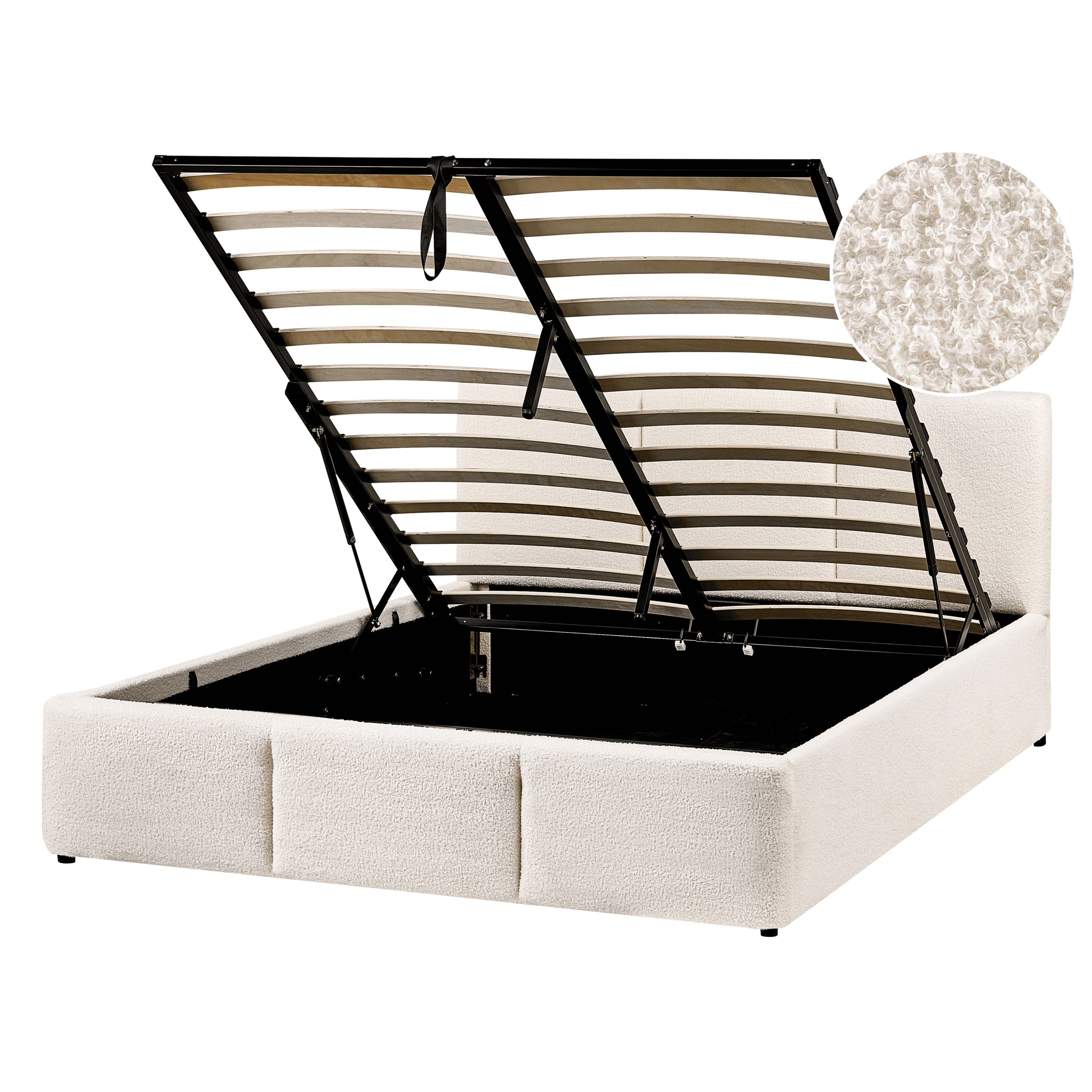 Sänky säilytystilalla buklee BOUSSE 140 x 200 cm Luonnonvalkoinen