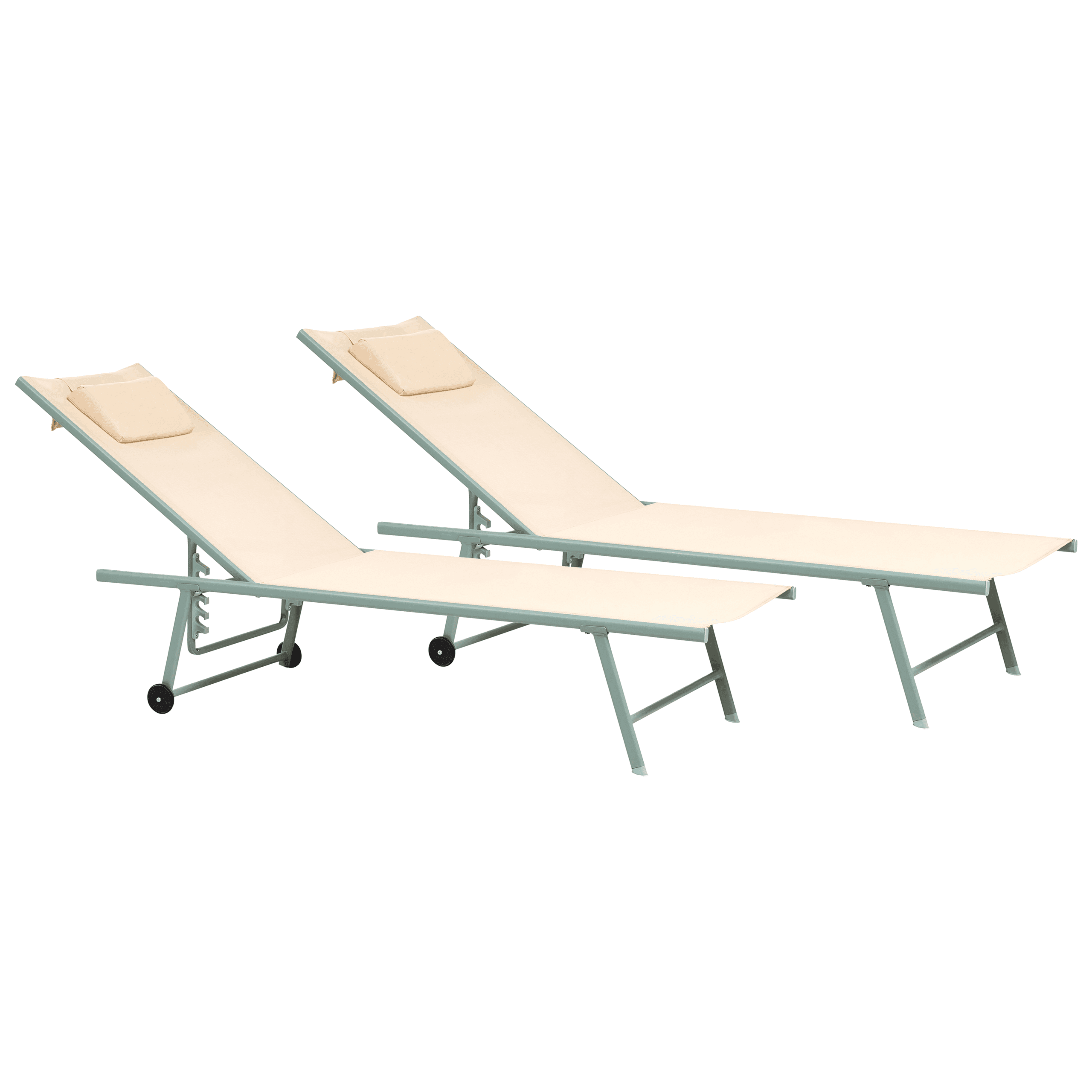 Aurinkotuolisetti 2 kpl SORONI kallistettava metalli Beige